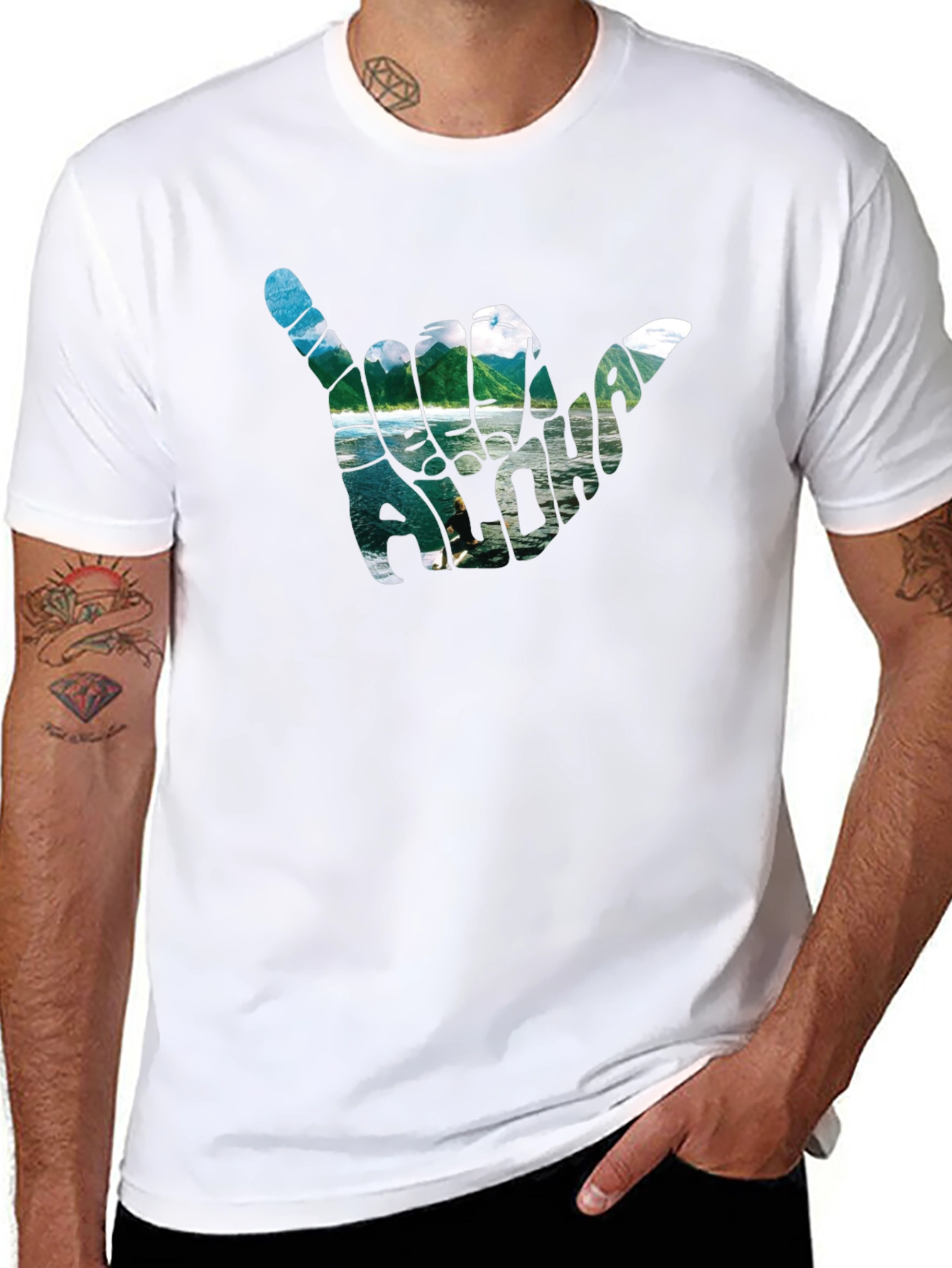 Aloha Shaka Hand Graphic T-Shirt - Casual Black Tee