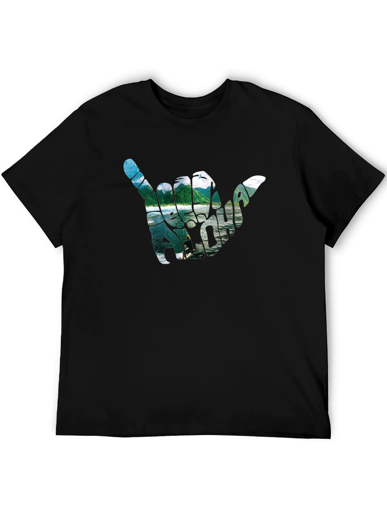 Aloha Shaka Hand Graphic T-Shirt - Casual Black Tee
