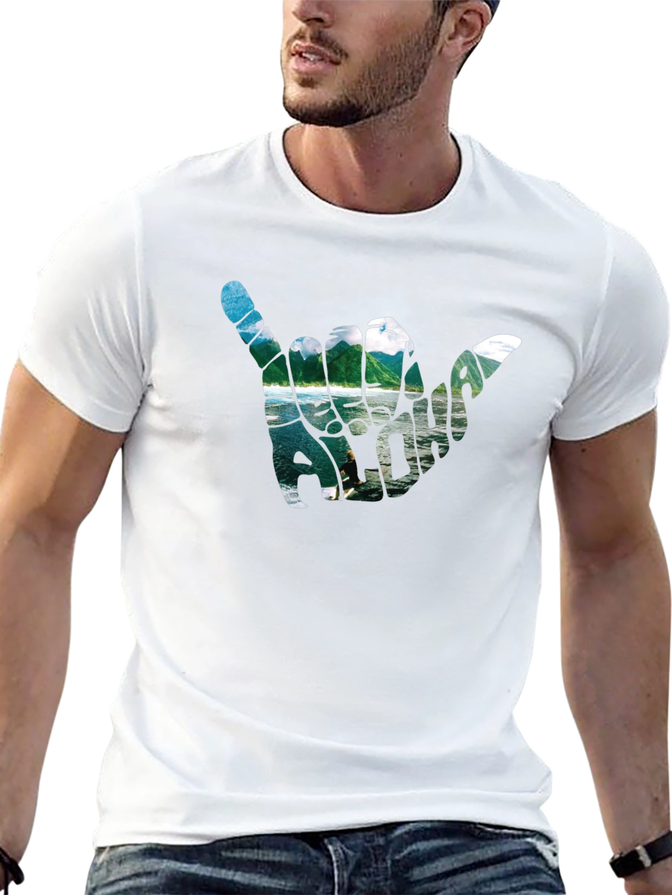 Aloha Shaka Hand Graphic T-Shirt - Casual Black Tee