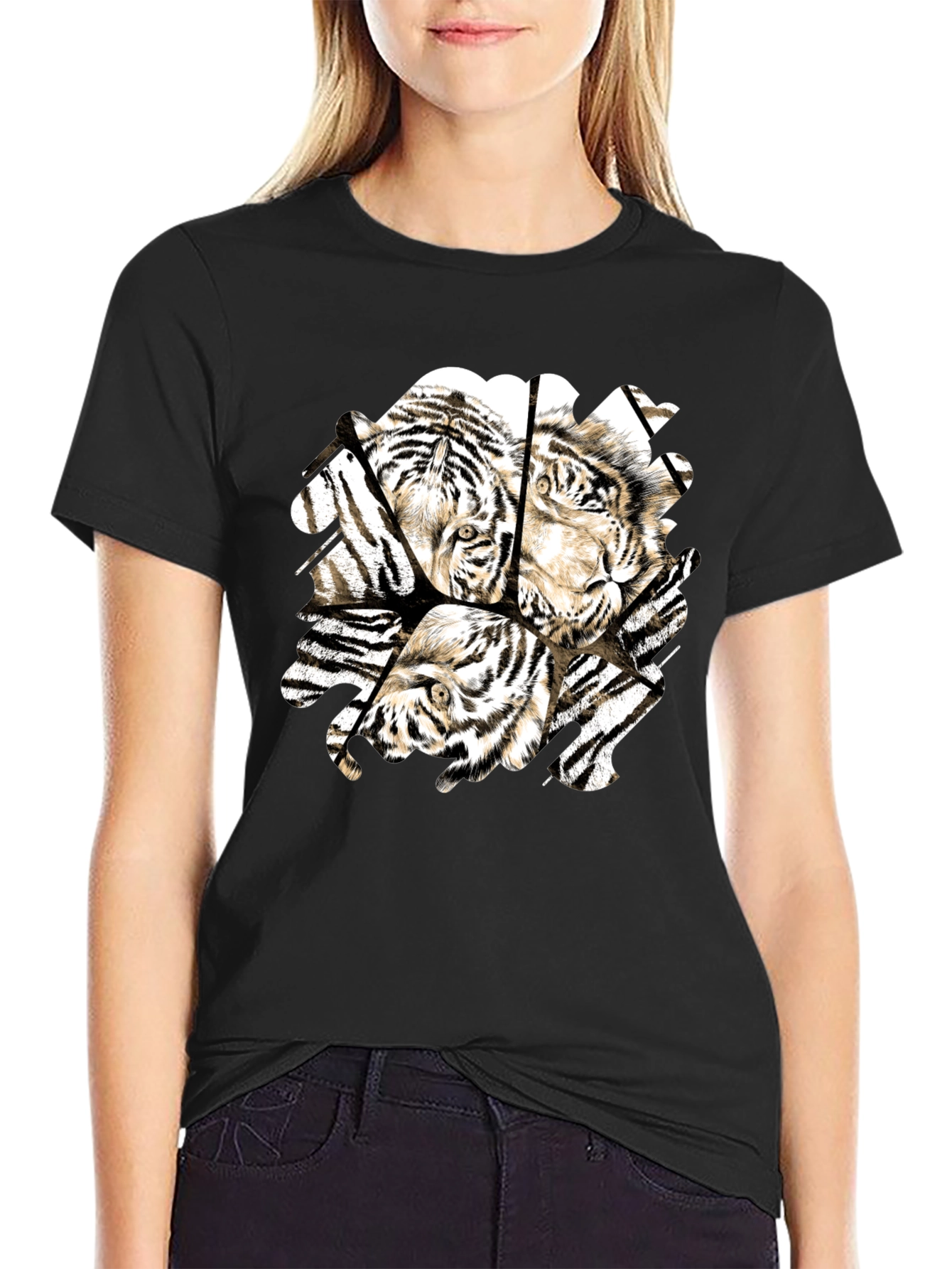 Tiger Graphic Black T-Shirt for Men
