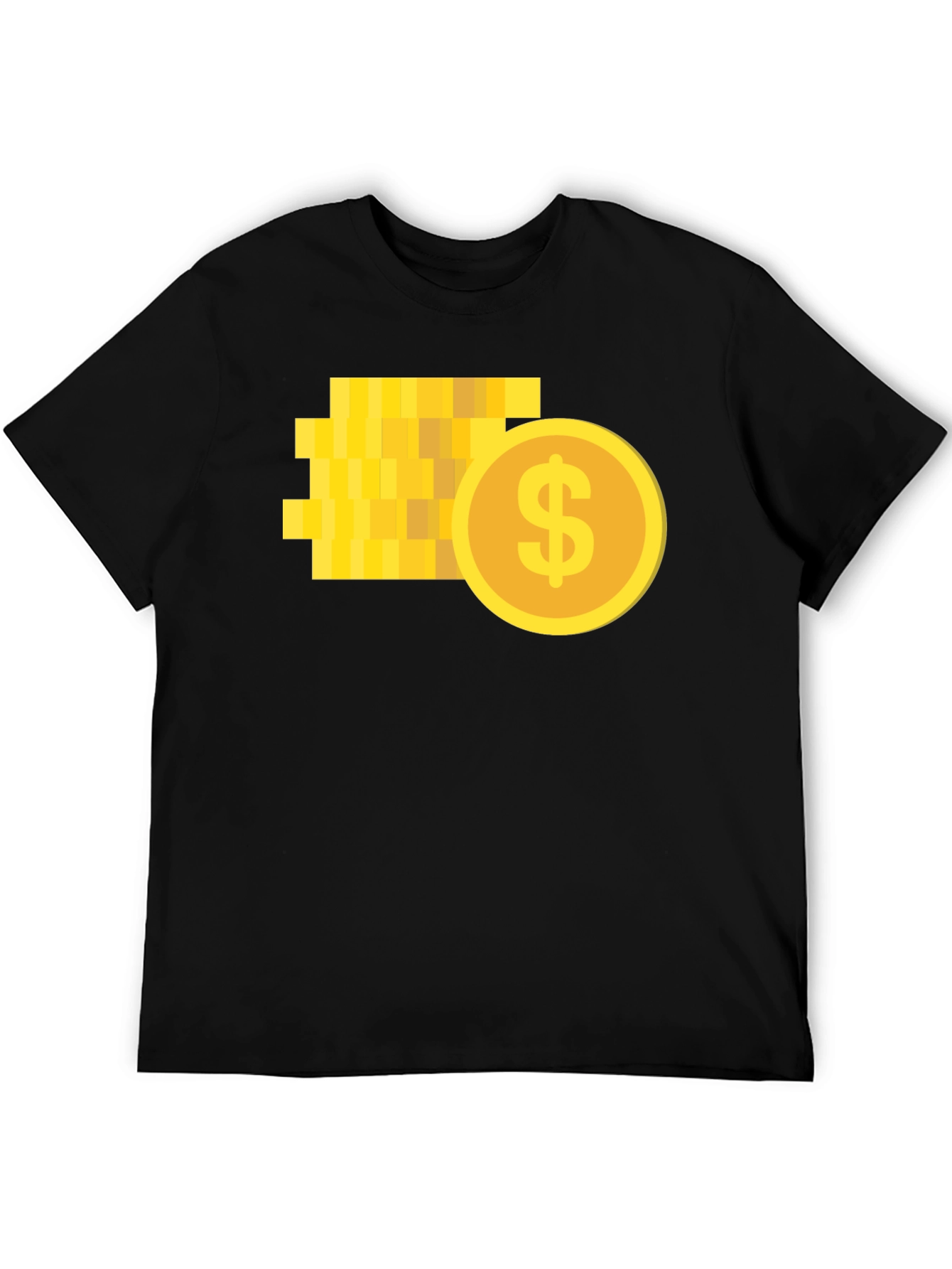 Pixelated Coin Graphic Black T-Shirt