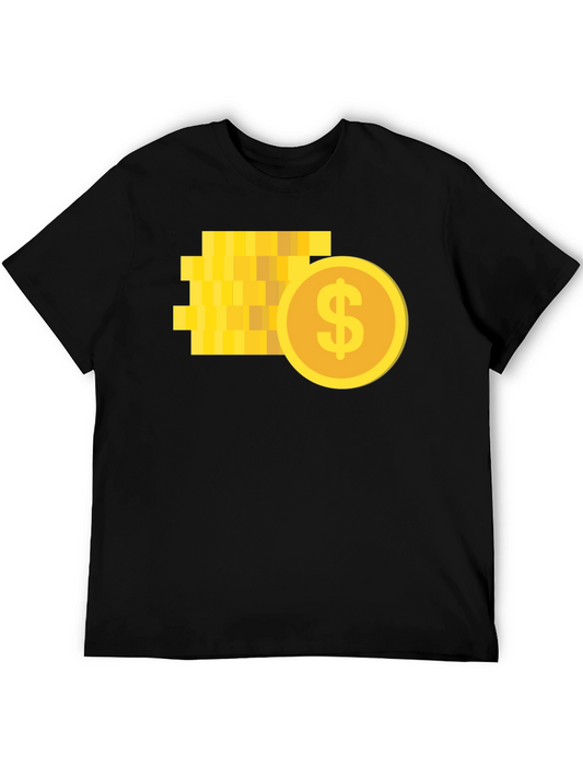 Pixelated Coin Graphic Black T-Shirt
