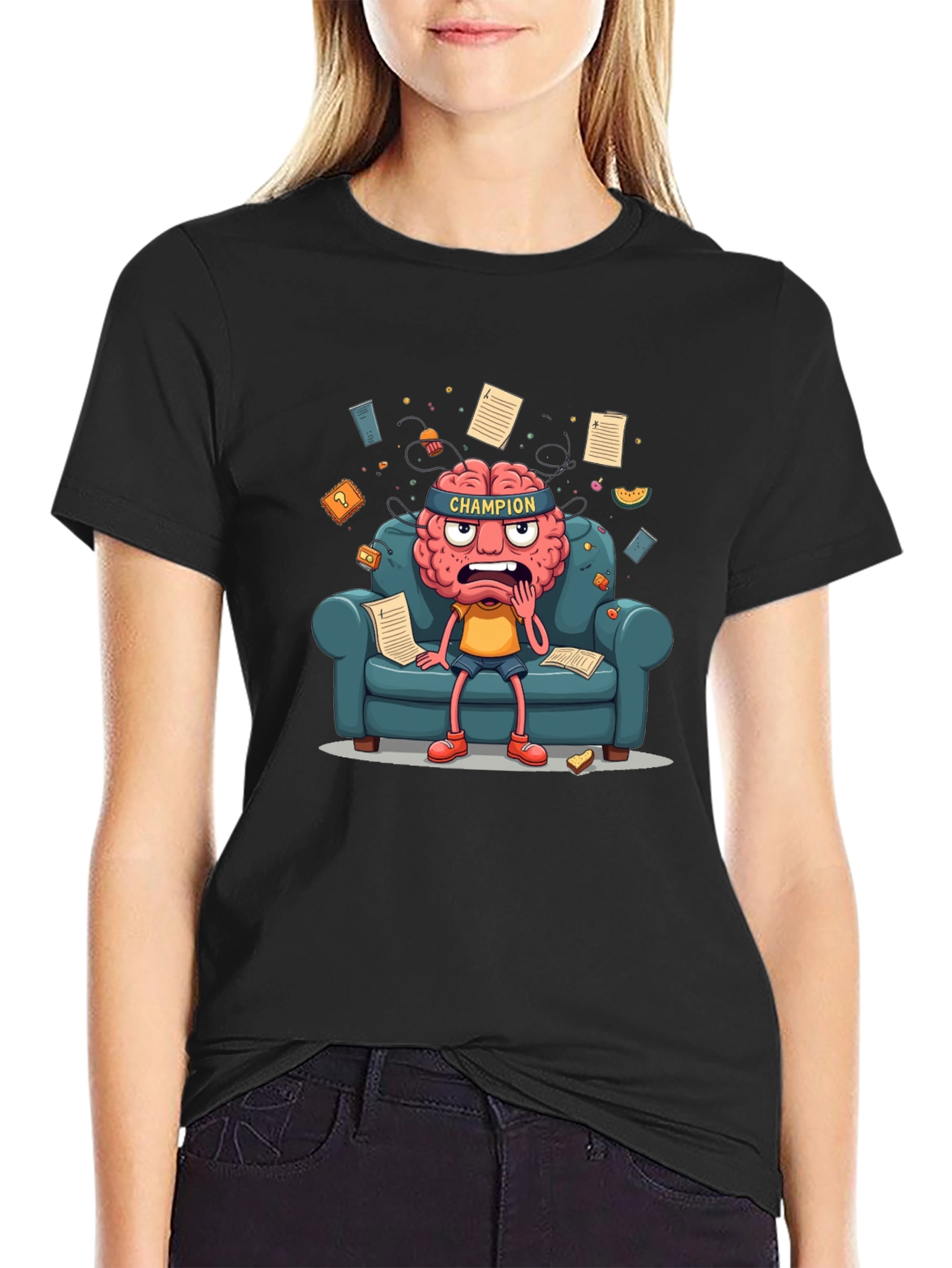 Champion Mind T-Shirt - Stressed Brain Cartoon