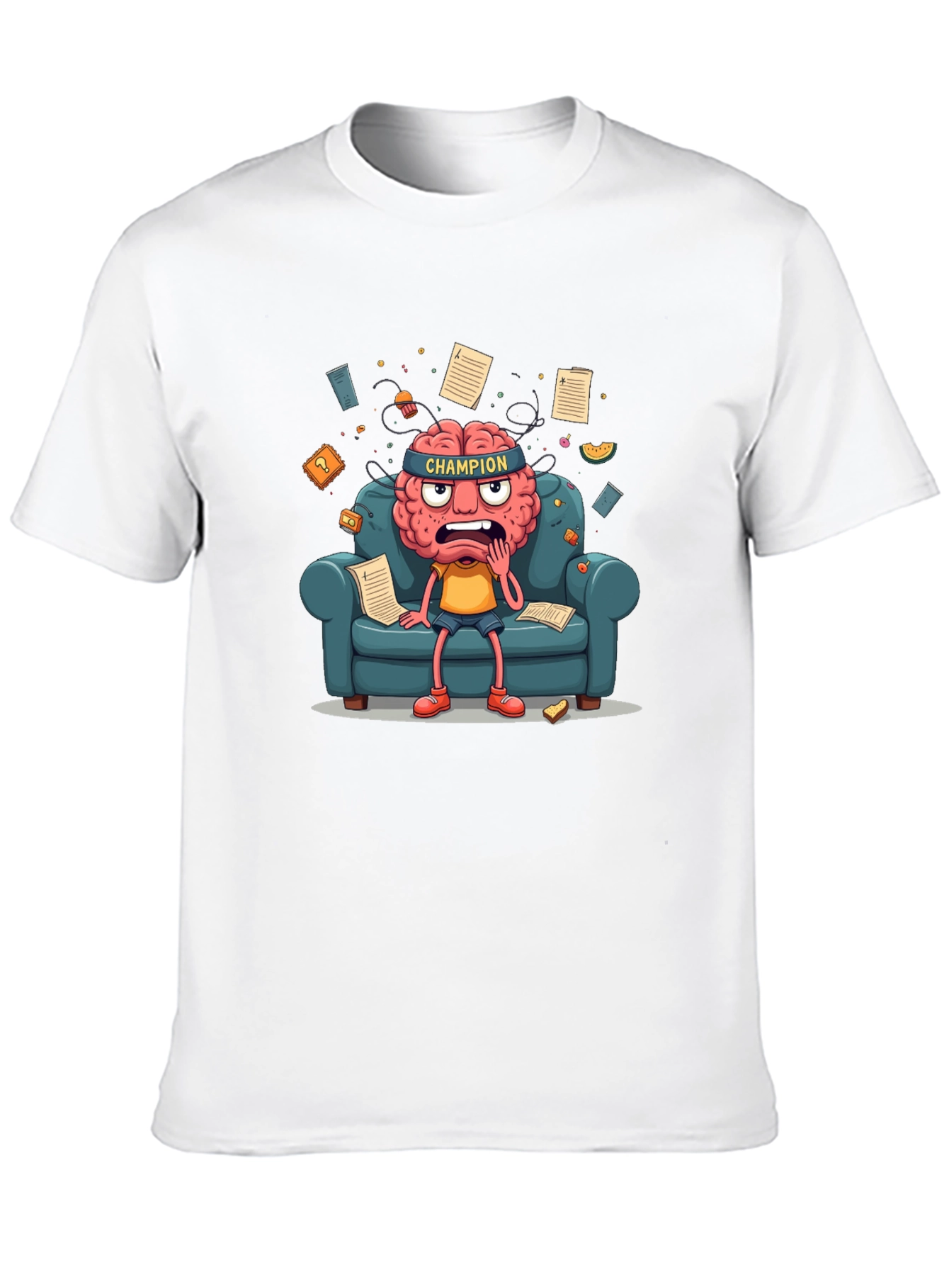Champion Mind T-Shirt - Stressed Brain Cartoon