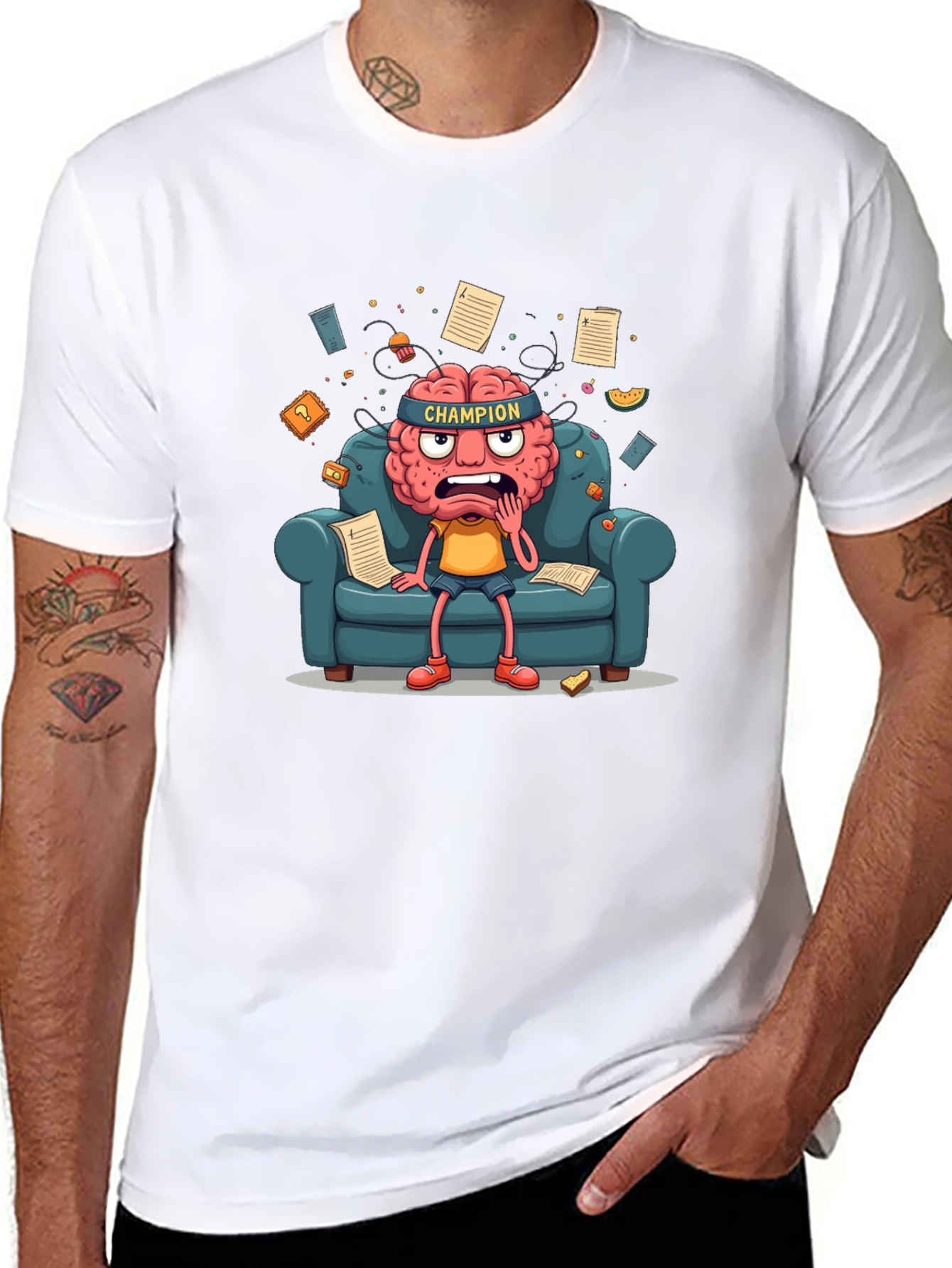 Champion Mind T-Shirt - Stressed Brain Cartoon