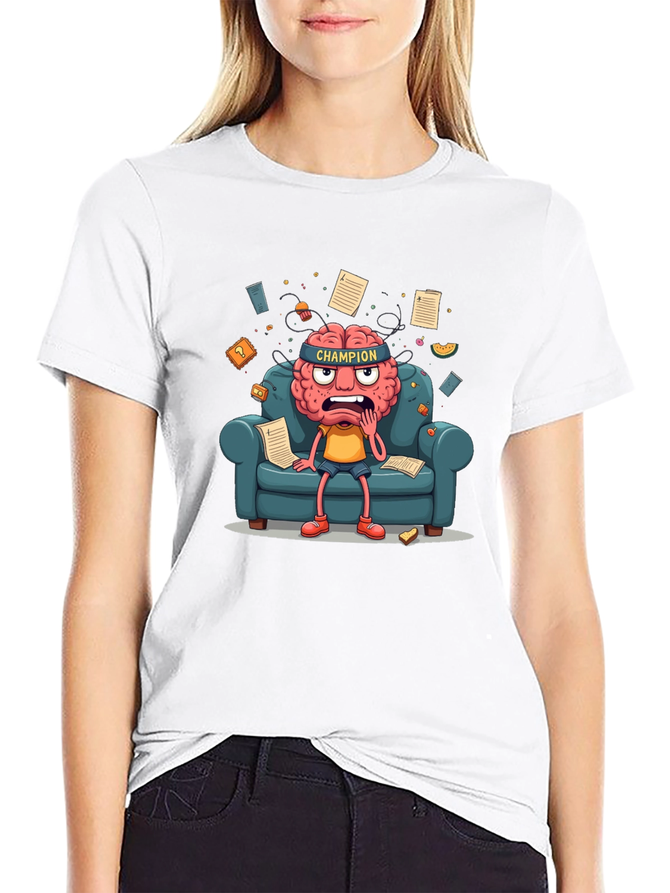 Champion Mind T-Shirt - Stressed Brain Cartoon