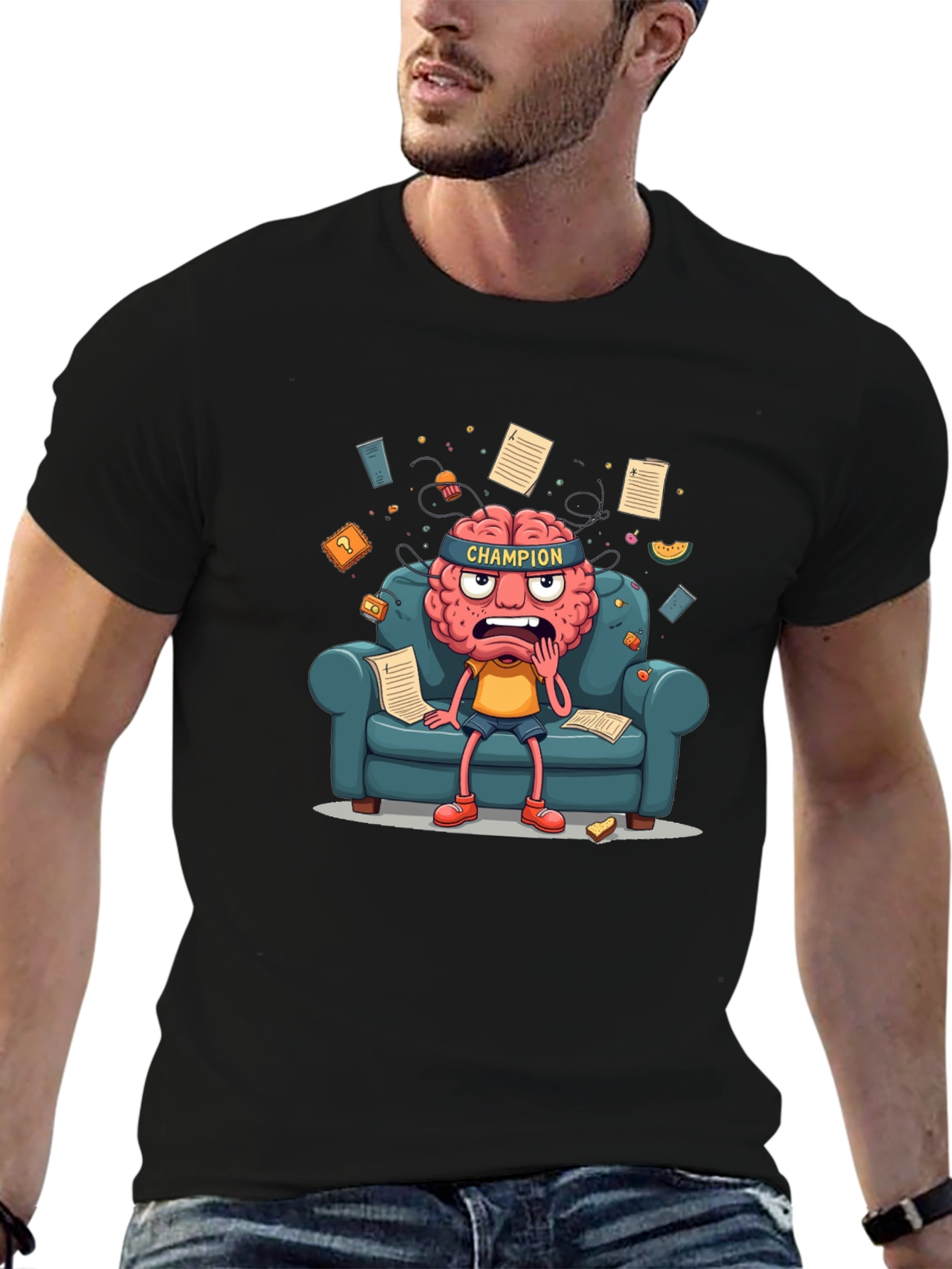 Champion Mind T-Shirt - Stressed Brain Cartoon