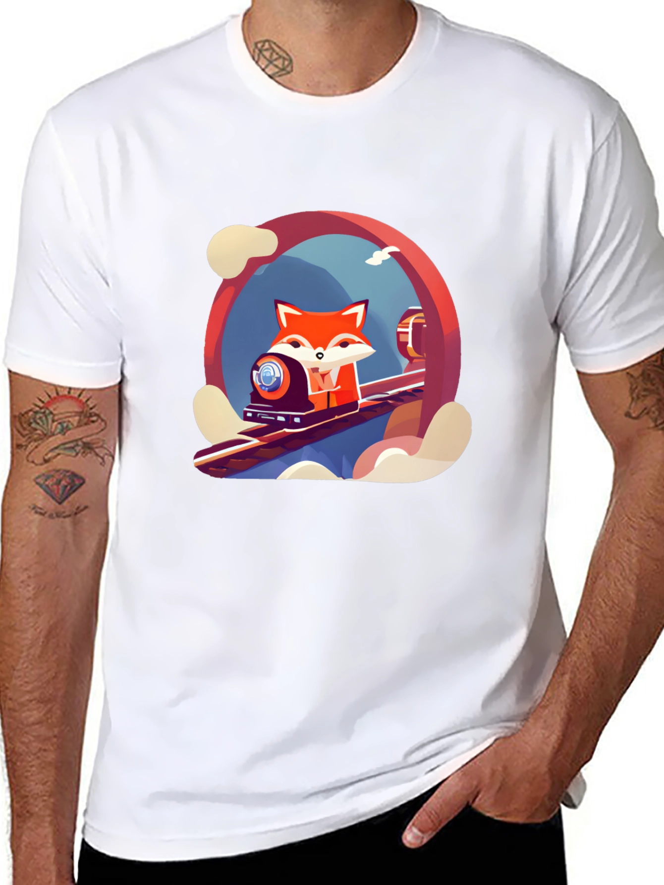 Fox Train T-Shirt - Cool Graphic Tee