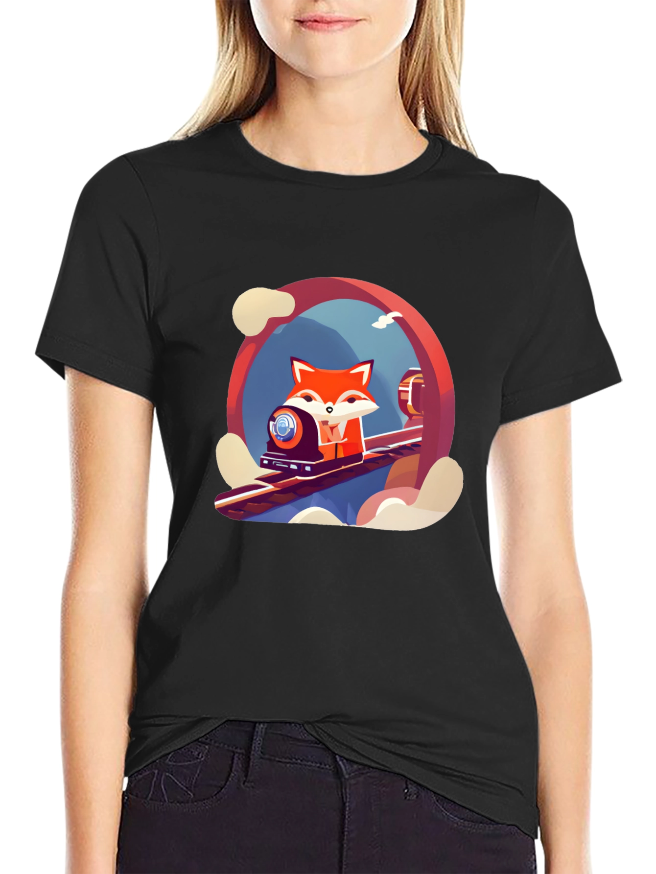 Fox Train T-Shirt - Cool Graphic Tee