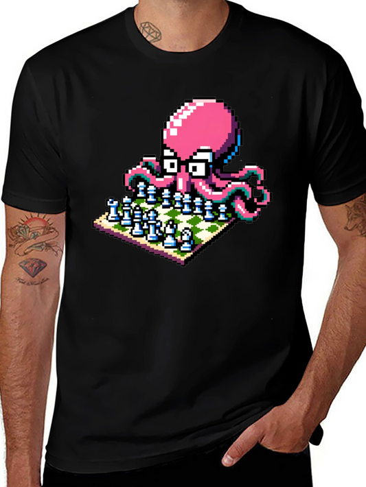 Pixel Octopus Chess T-Shirt: Gamer Geek Style