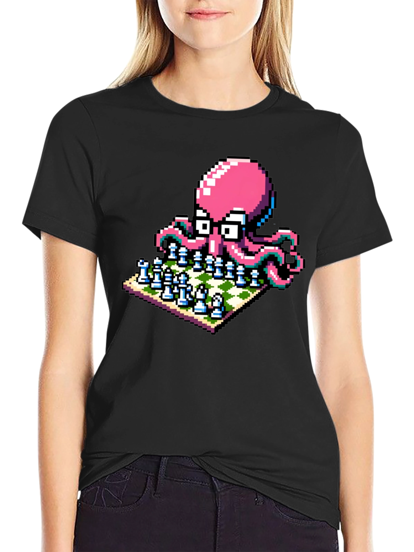 Pixel Octopus Chess T-Shirt: Gamer Geek Style