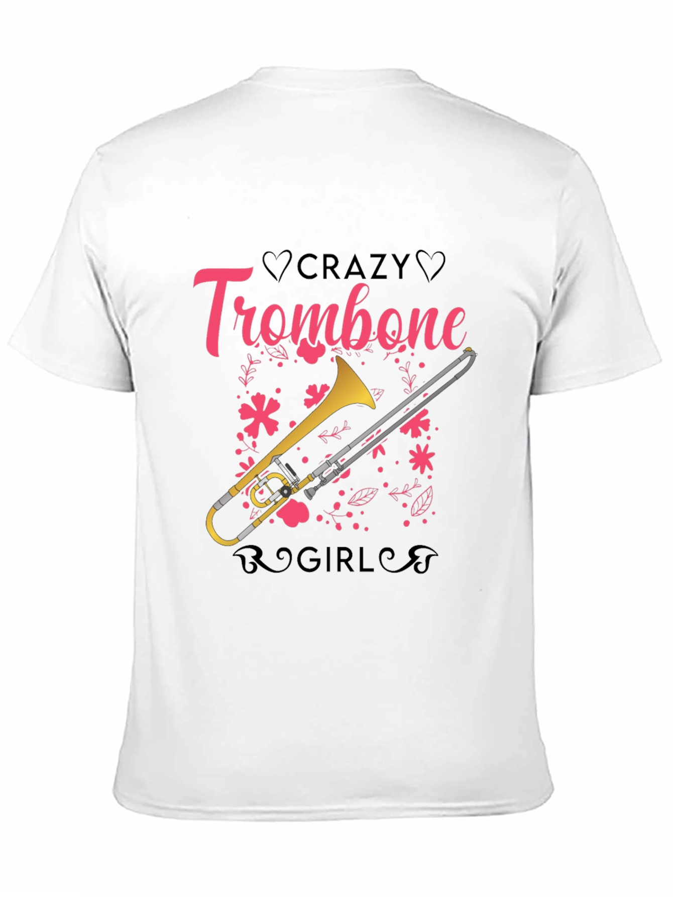 Crazy Trombone Girl Black T-Shirt