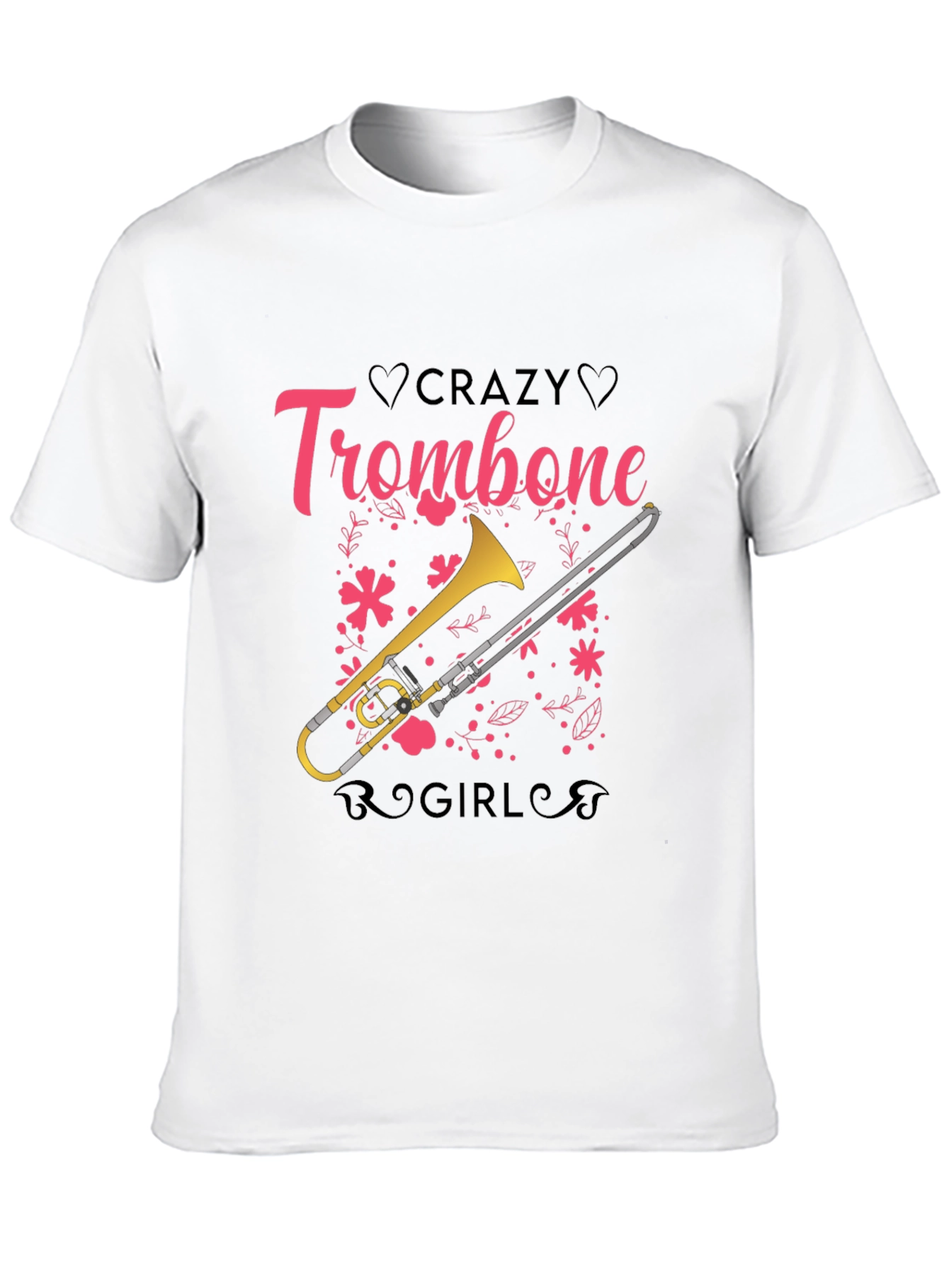 Crazy Trombone Girl Black T-Shirt