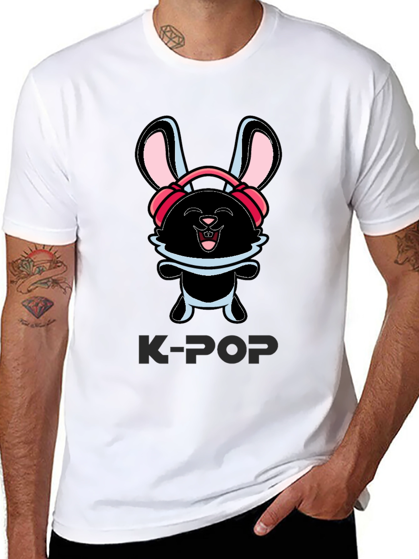 K-Pop Bunny Graphic T-Shirt