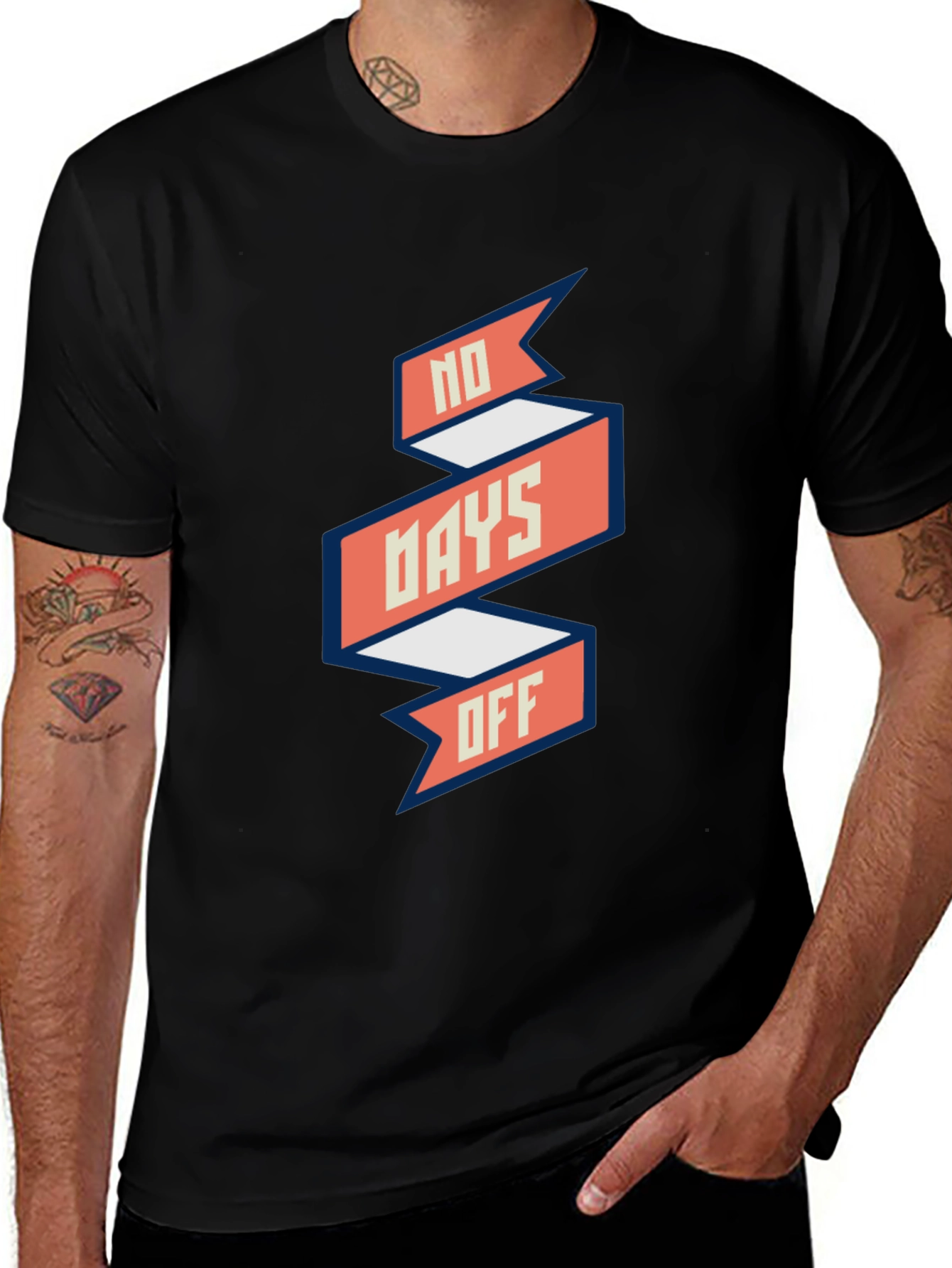 No Days Off Graphic Tee - Black Casual T-Shirt