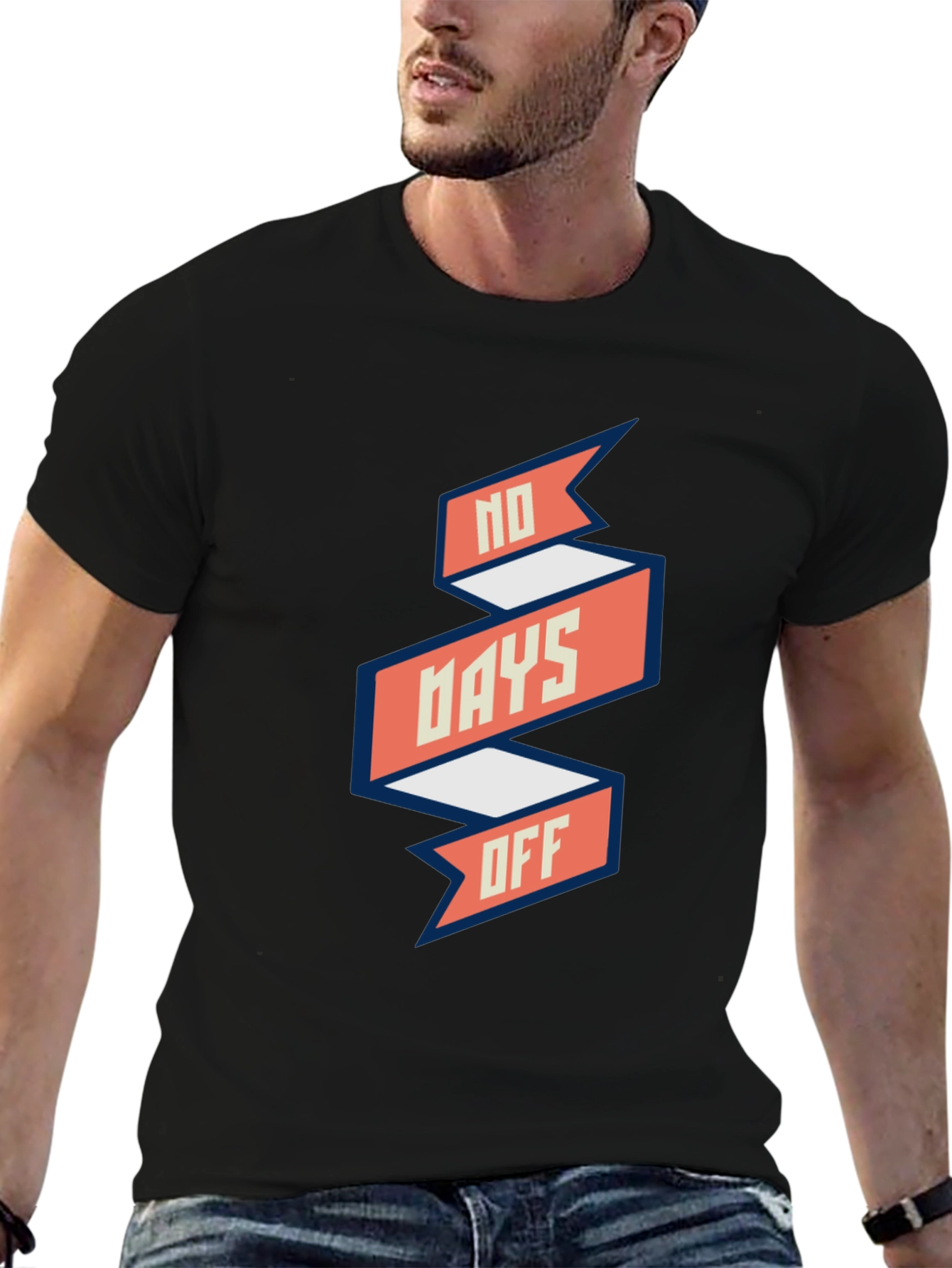 No Days Off Graphic Tee - Black Casual T-Shirt