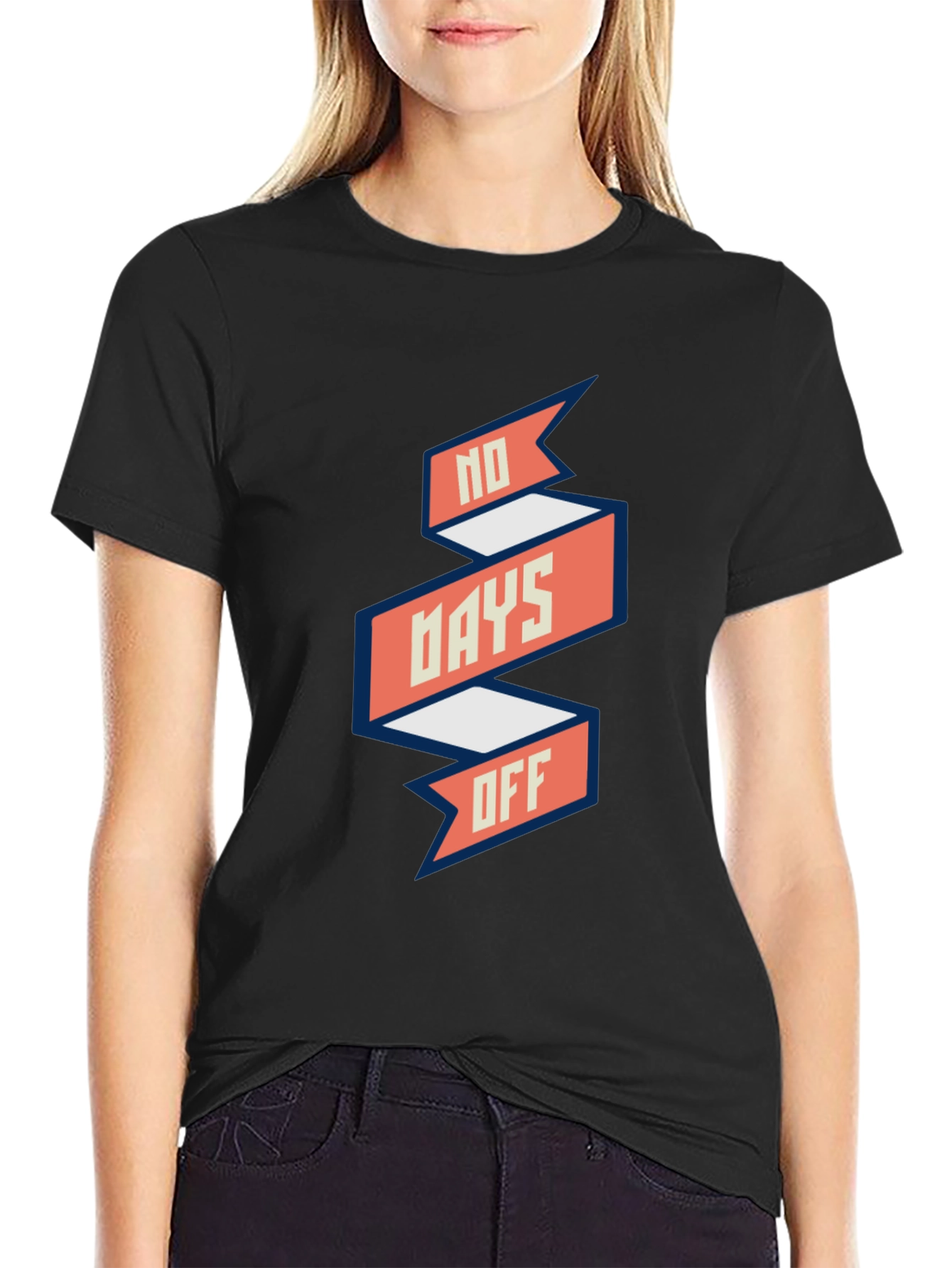 No Days Off Graphic Tee - Black Casual T-Shirt