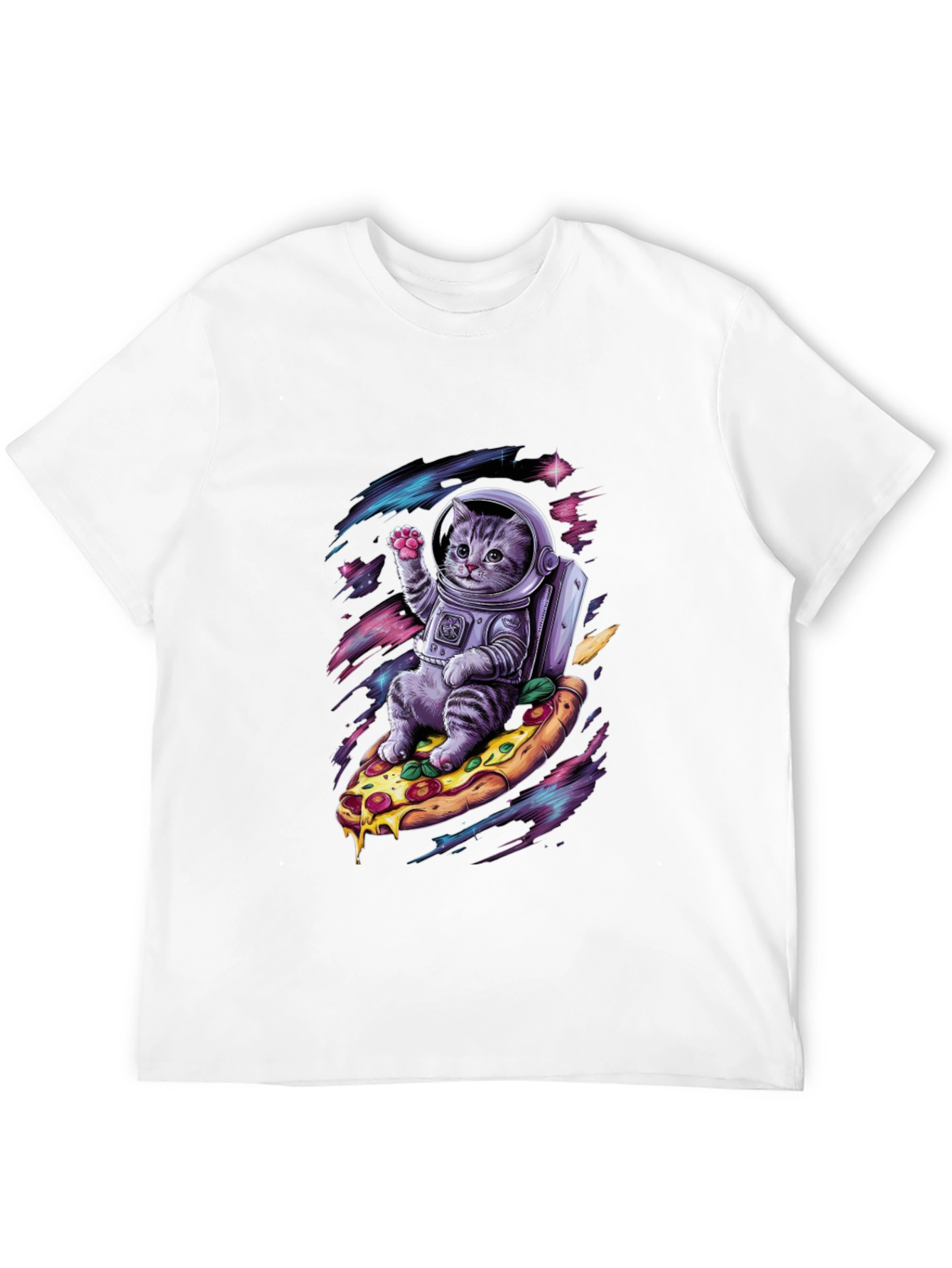 Astronaut Cat Pizza T-Shirt