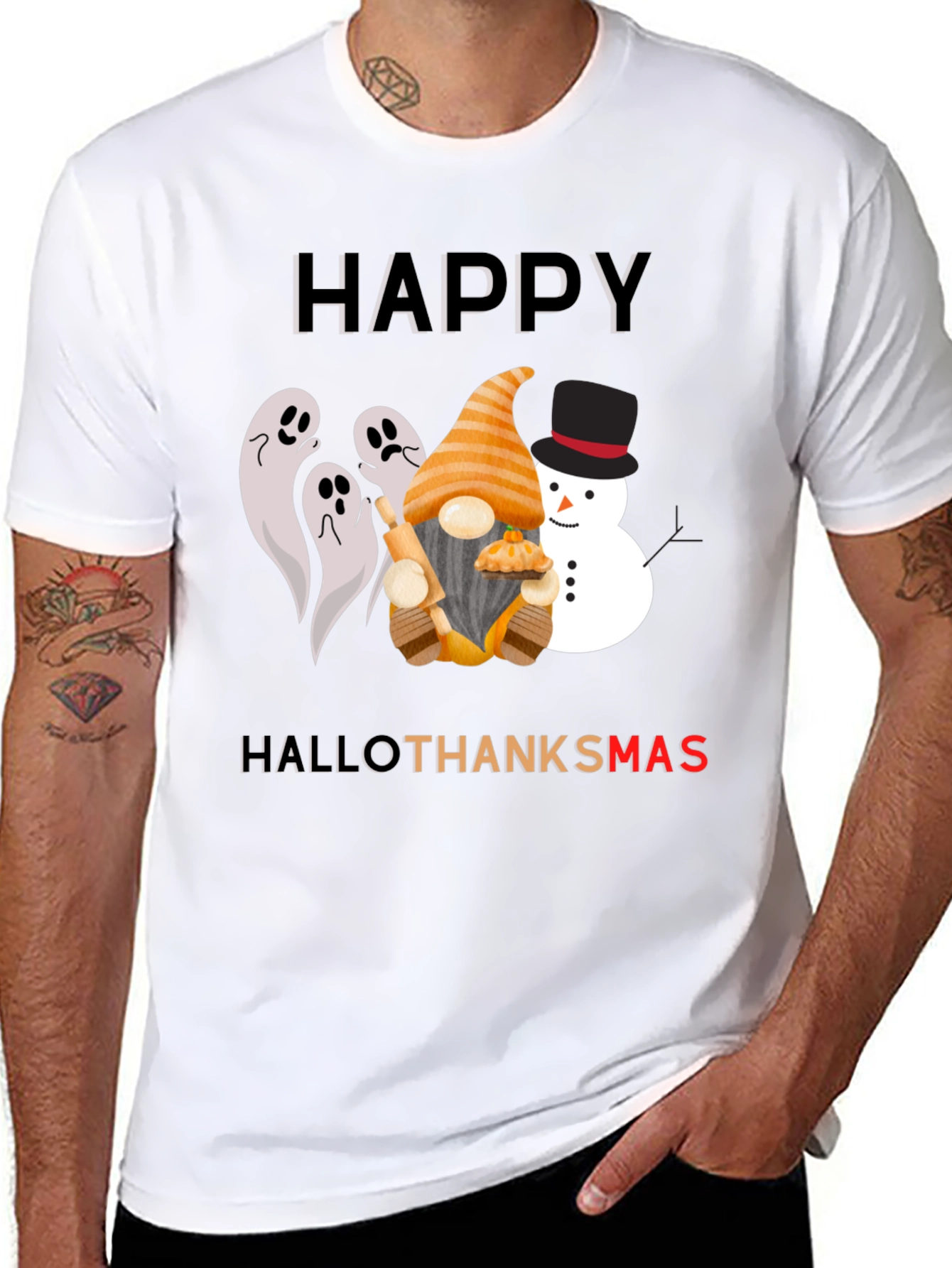 HalloThanksmas T-Shirt Festive Holiday Design