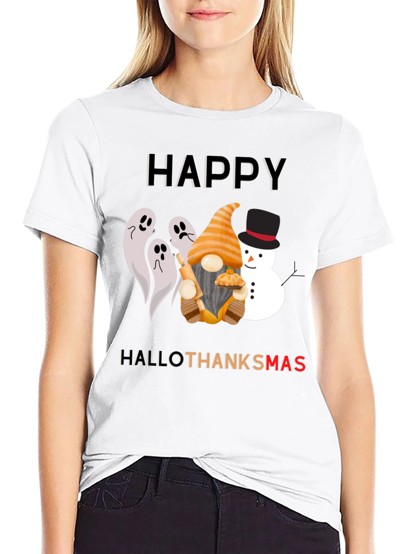 HalloThanksmas T-Shirt Festive Holiday Design