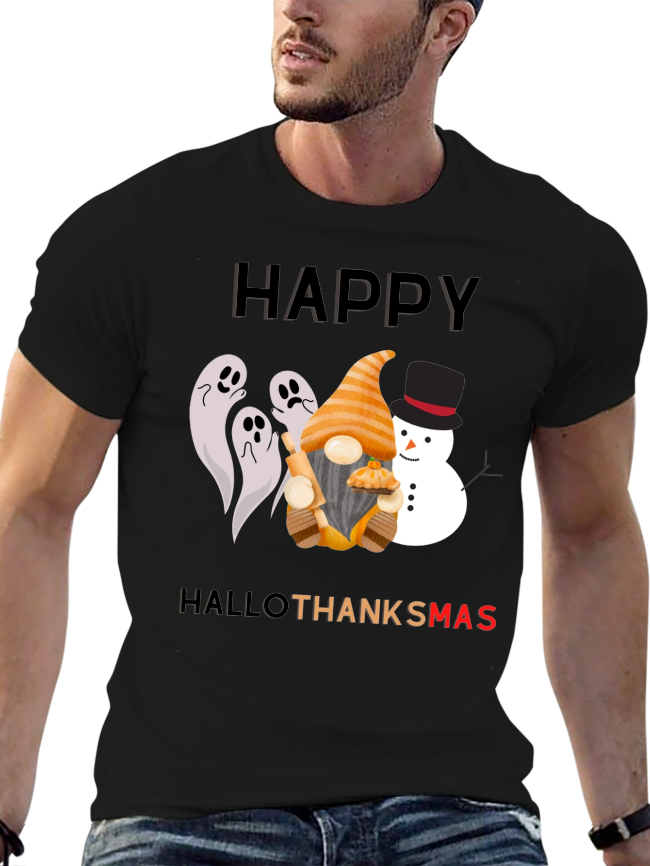 HalloThanksmas T-Shirt Festive Holiday Design