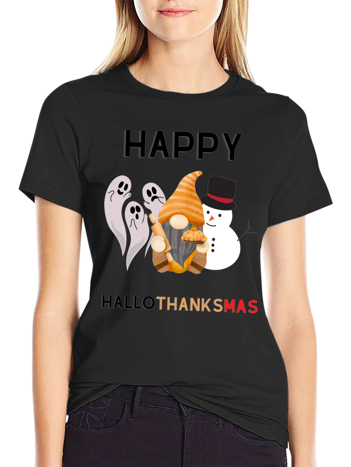 HalloThanksmas T-Shirt Festive Holiday Design