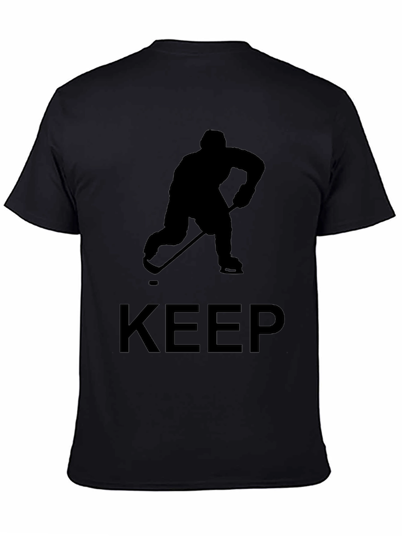 Keep Hockey Player Tee - Black Graphic T-Shirt
