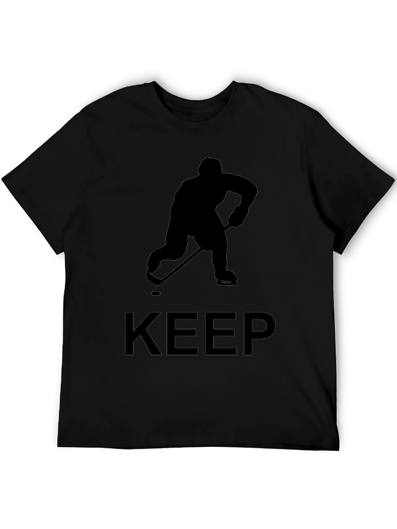 Keep Hockey Player Tee - Black Graphic T-Shirt