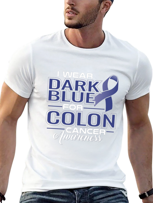 Colon Cancer Awareness Dark Blue Ribbon T-Shirt