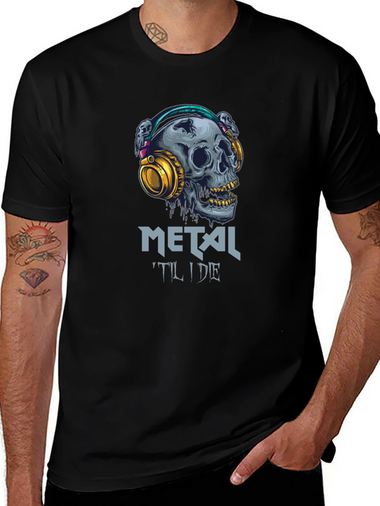 Metal Til I Die Skull Graphic T-Shirt