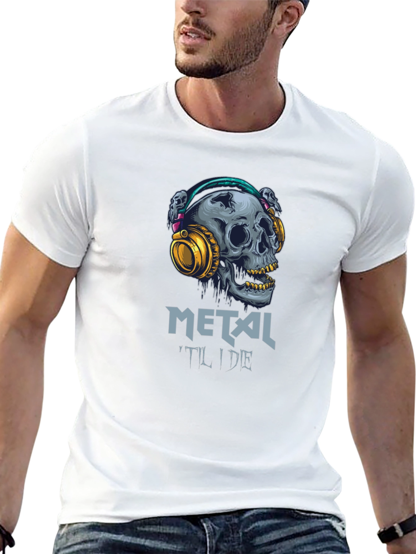 Metal Til I Die Skull Graphic T-Shirt