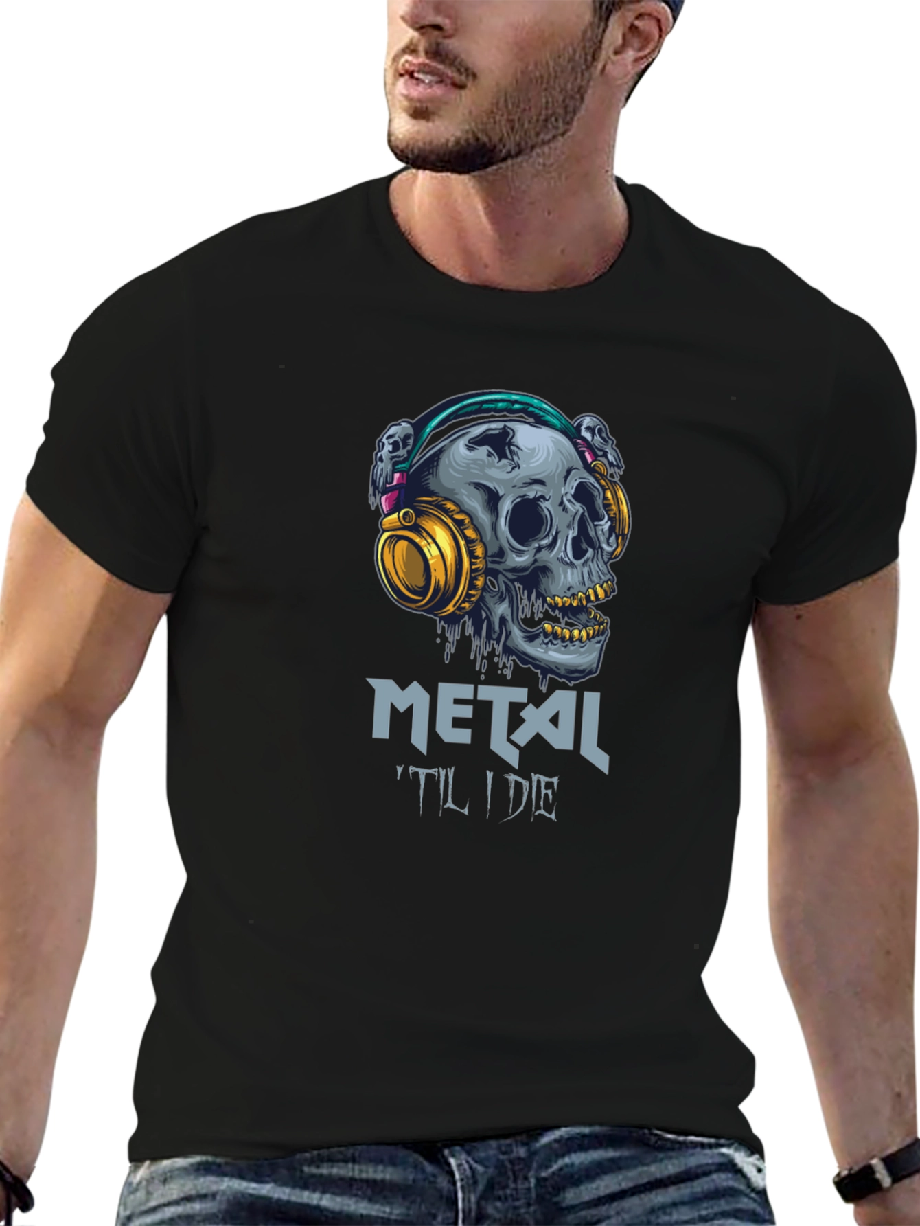 Metal Til I Die Skull Graphic T-Shirt