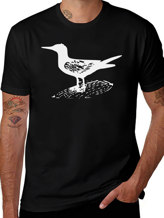 Seagull Graphic Tee - Black Cotton Casual Shirt