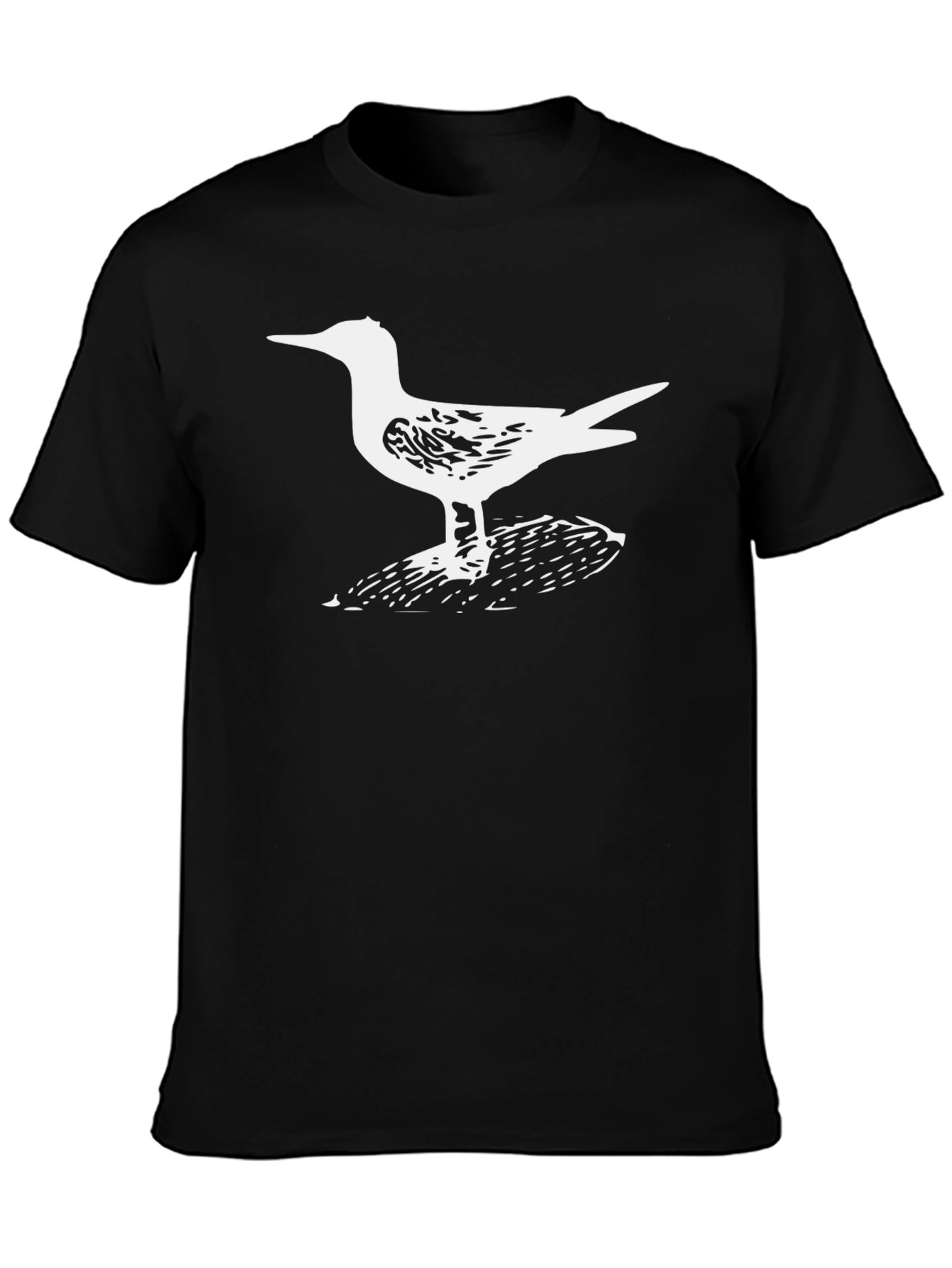 Seagull Graphic Tee - Black Cotton Casual Shirt