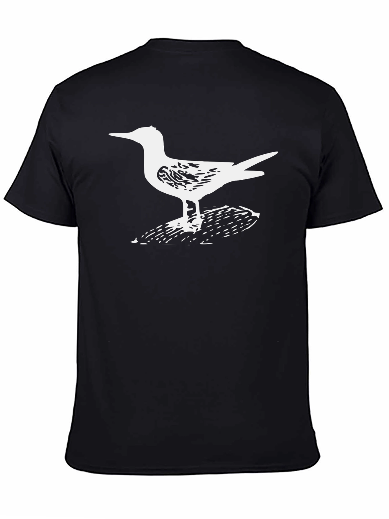 Seagull Graphic Tee - Black Cotton Casual Shirt