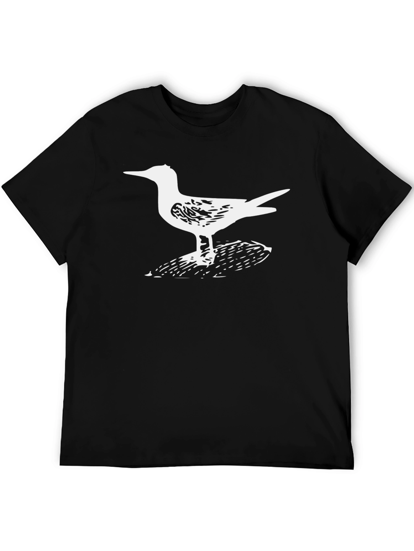 Seagull Graphic Tee - Black Cotton Casual Shirt