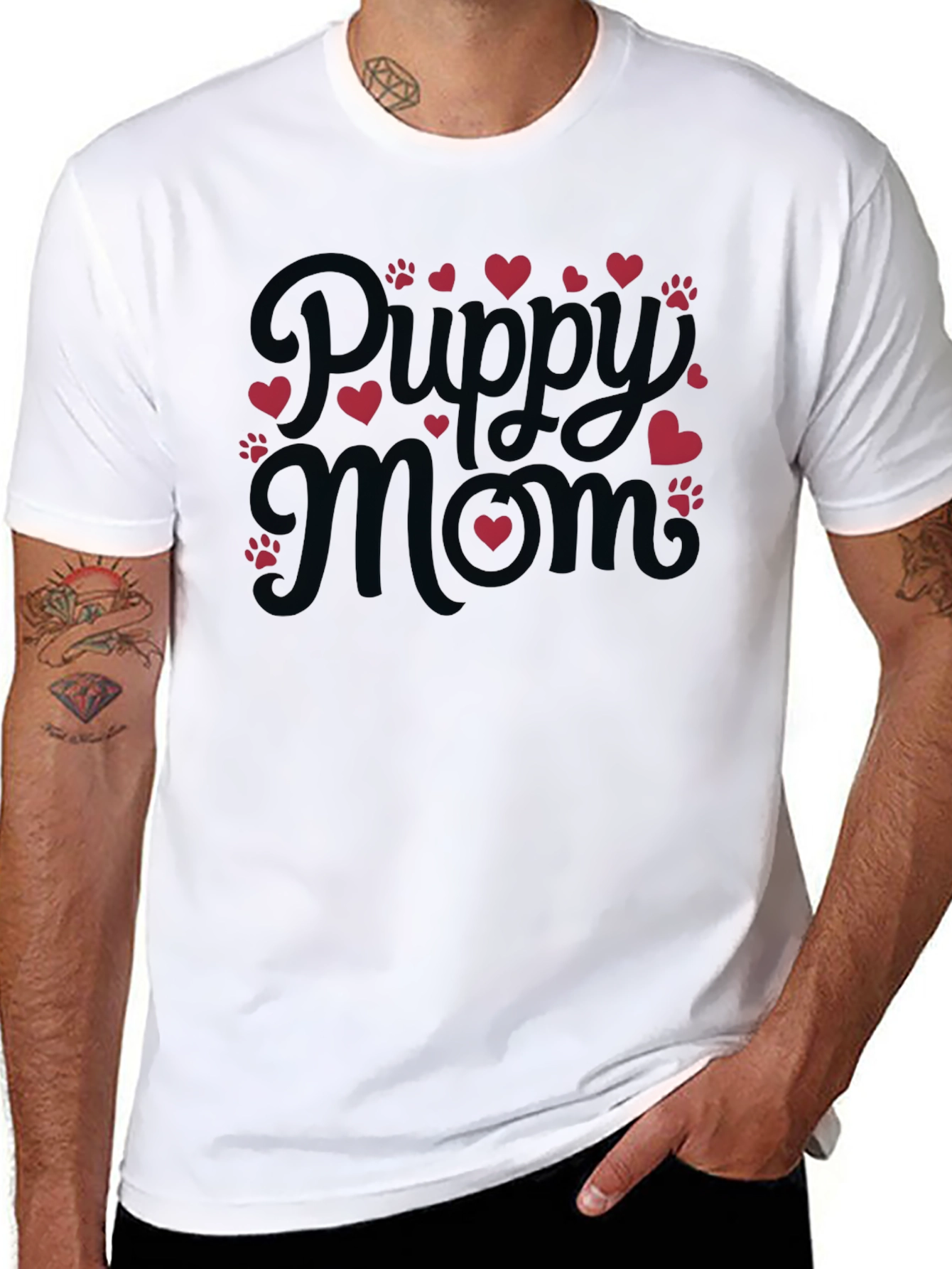 Puppy Mom Black T-Shirt