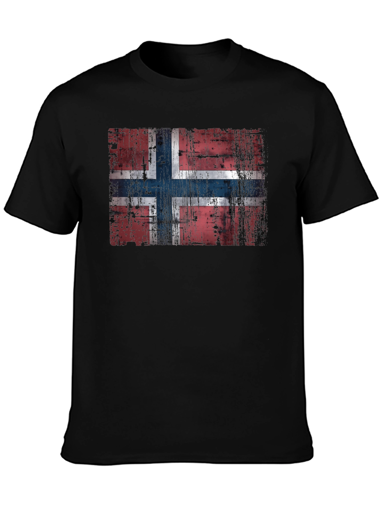 Distressed Norway Flag Black T-Shirt