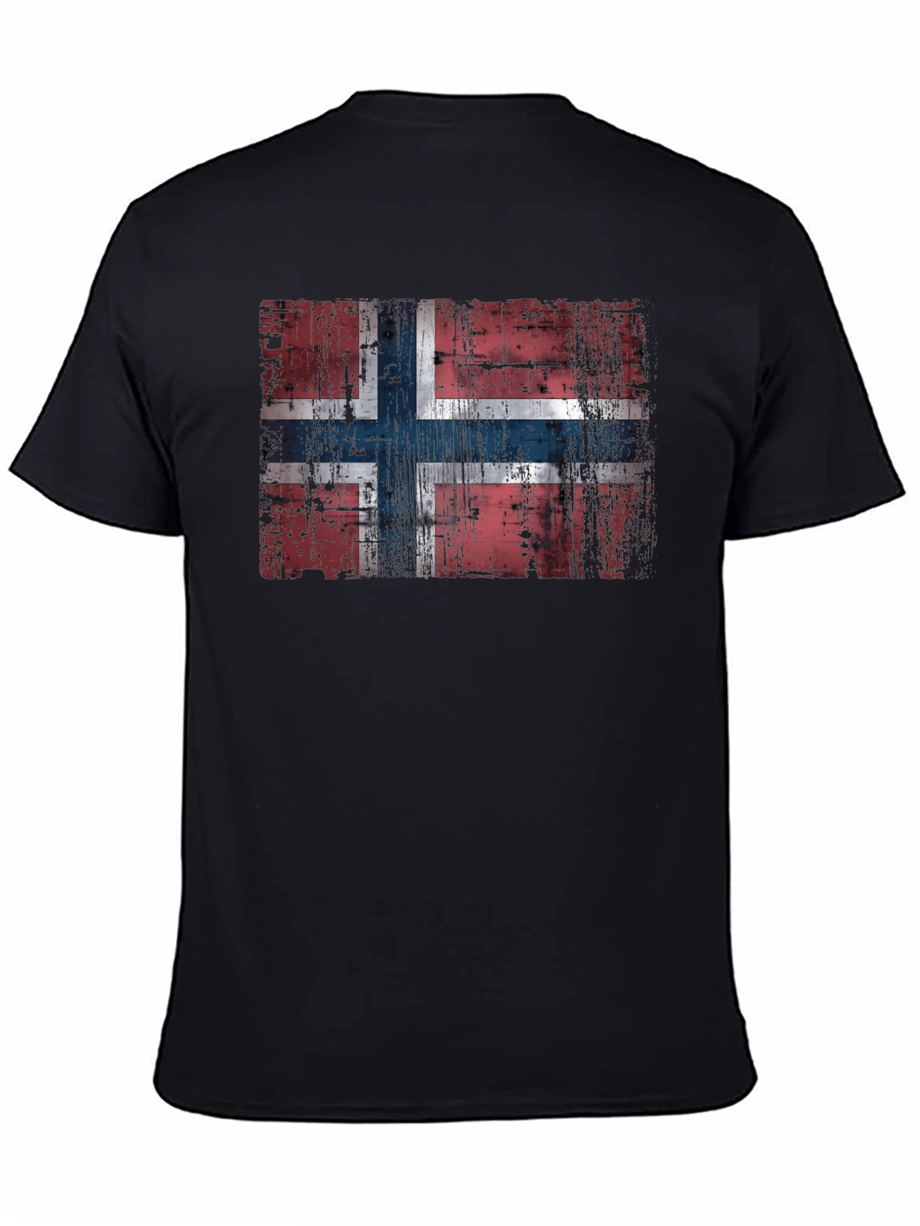 Distressed Norway Flag Black T-Shirt