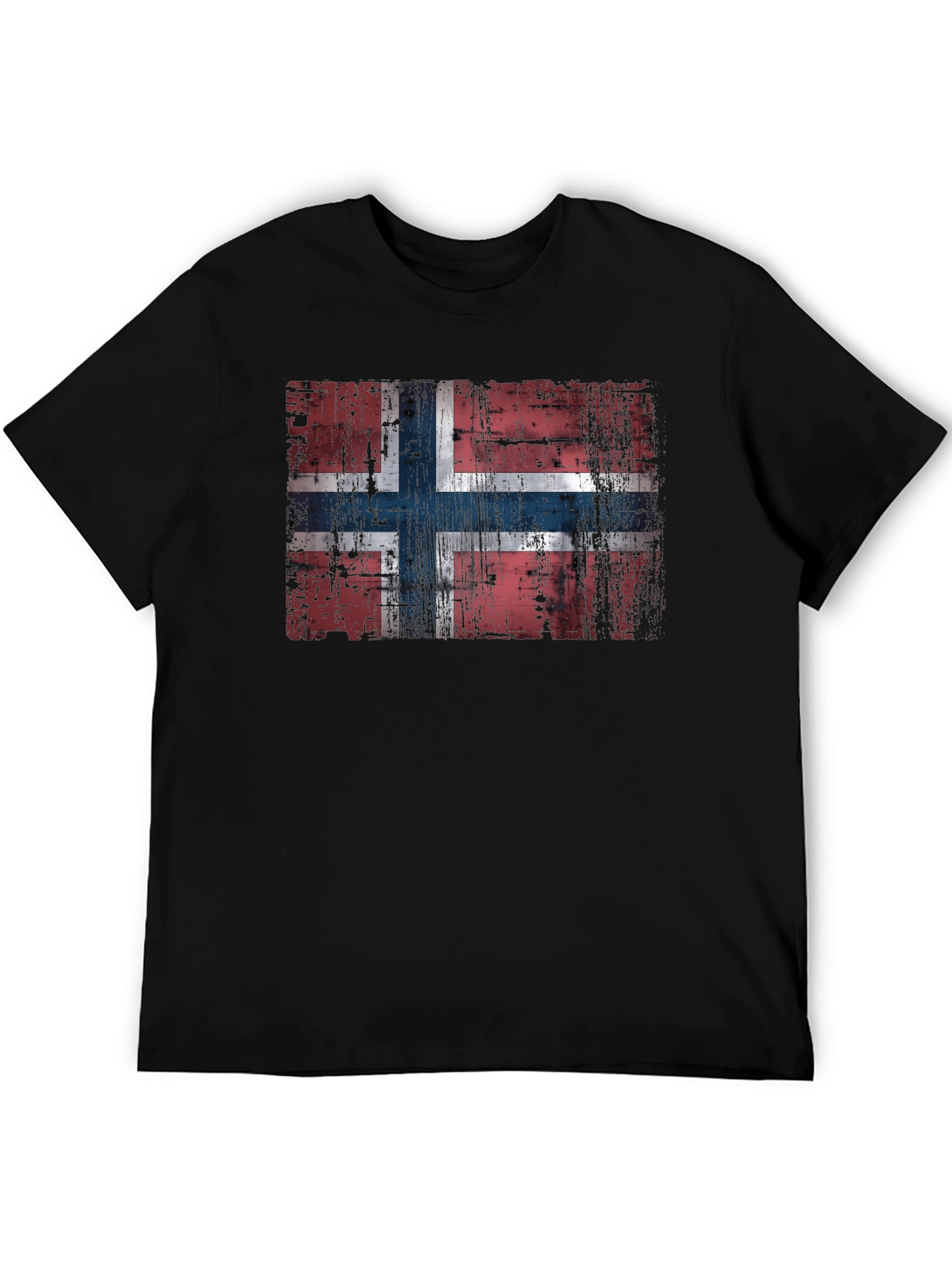 Distressed Norway Flag Black T-Shirt