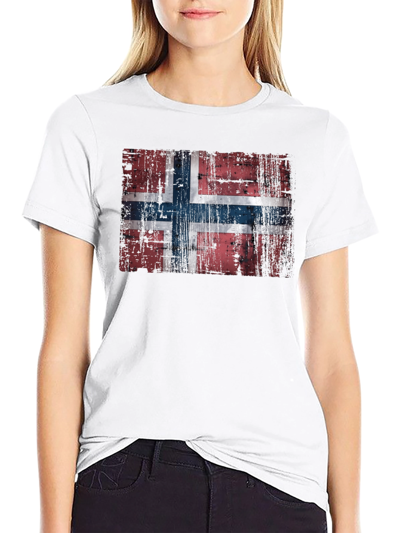 Distressed Norway Flag Black T-Shirt