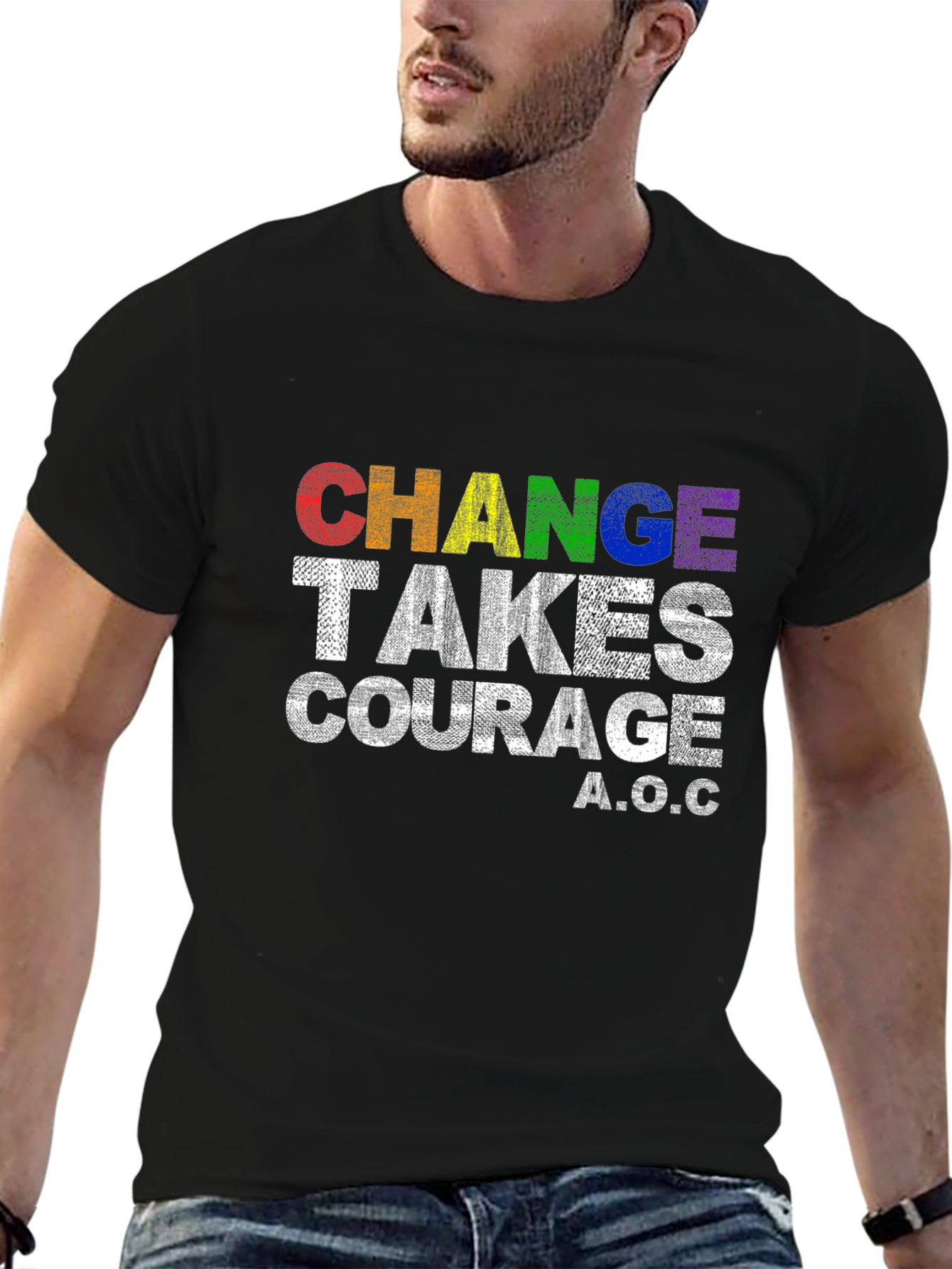 Change Takes Courage T-Shirt - AOC Quote Pride Tee