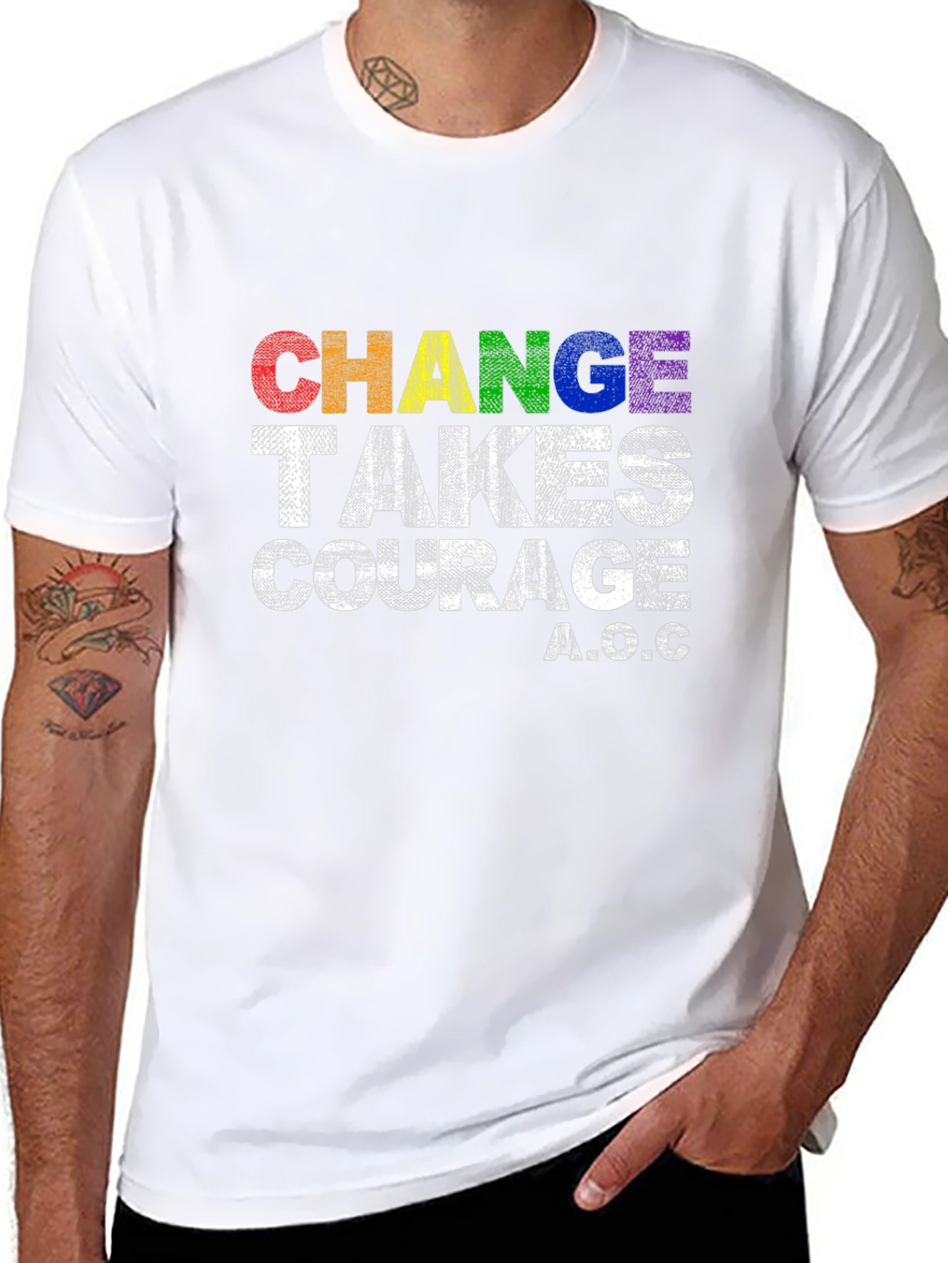 Change Takes Courage T-Shirt - AOC Quote Pride Tee