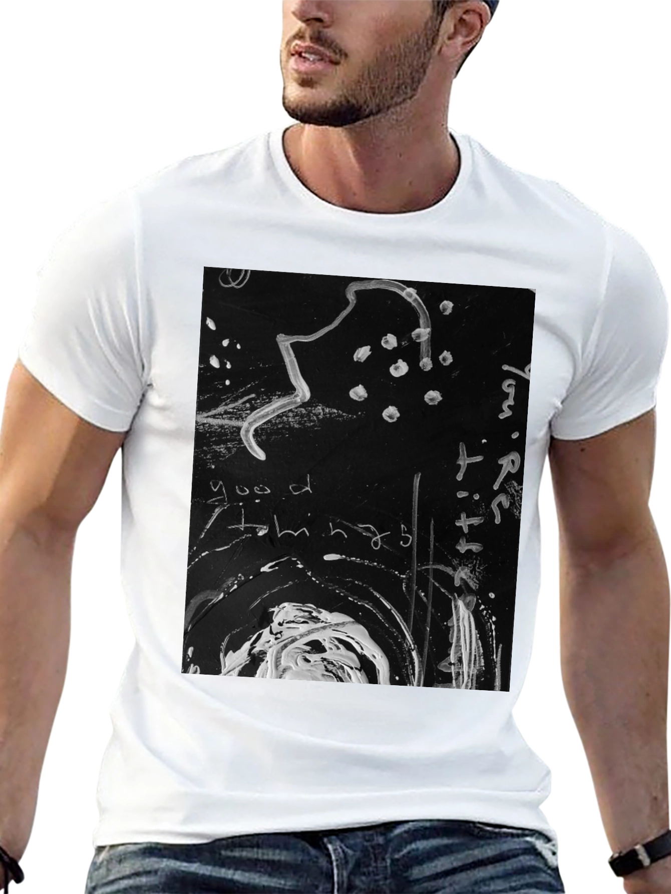 Abstract Art Graphic Print Black T-Shirt