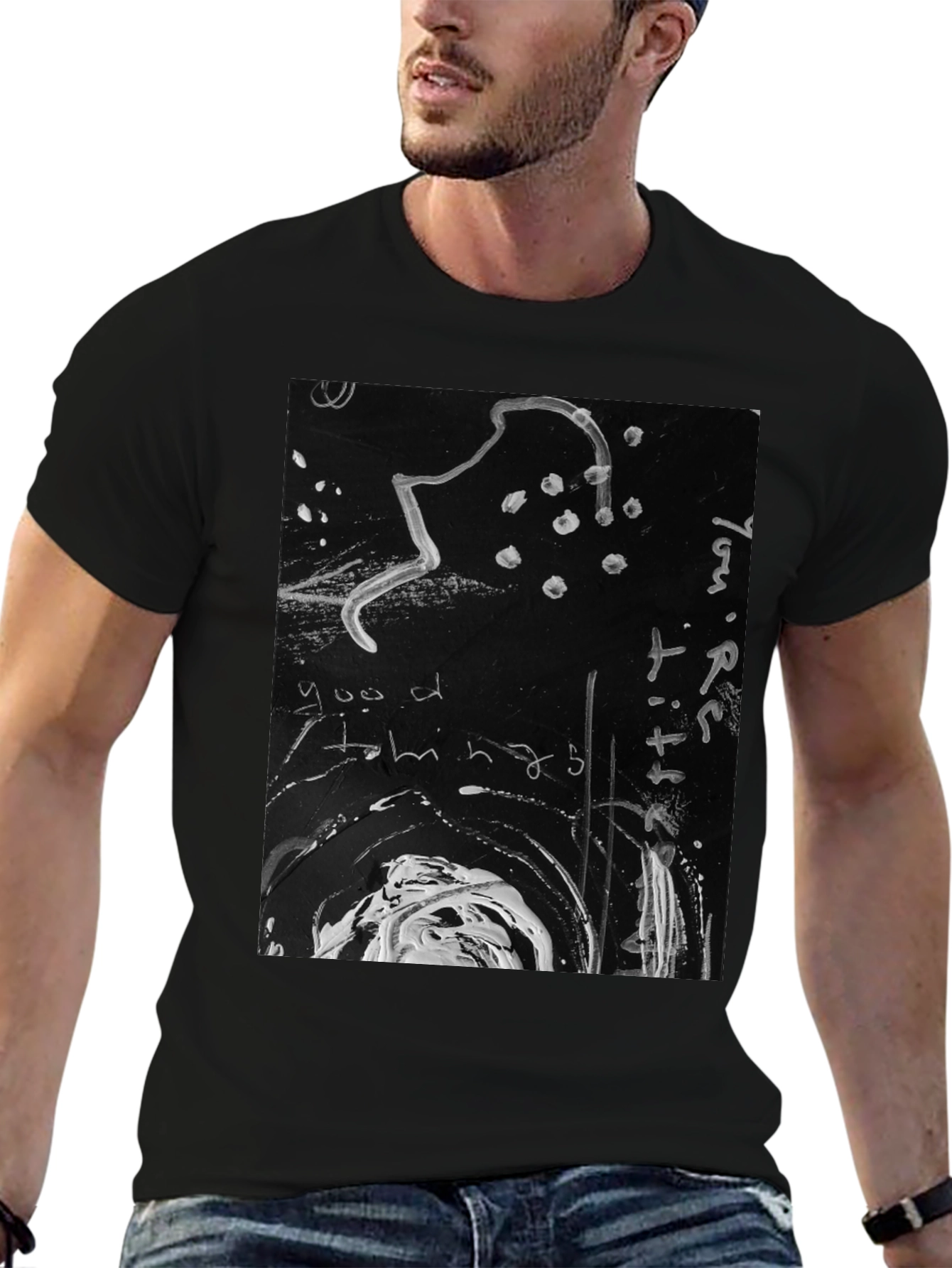 Abstract Art Graphic Print Black T-Shirt