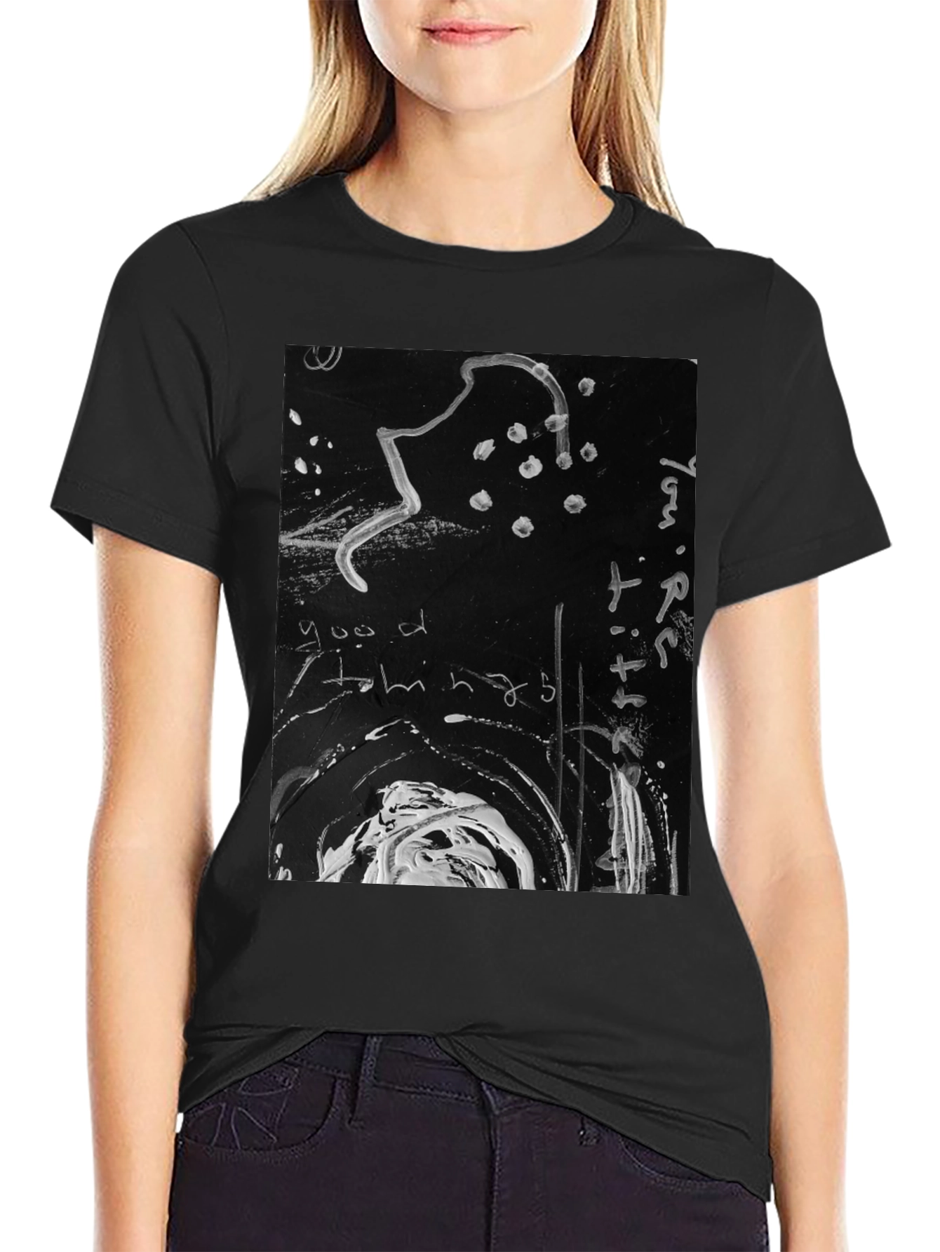 Abstract Art Graphic Print Black T-Shirt