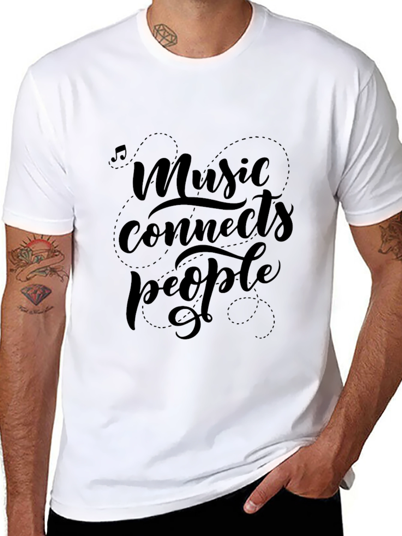 Music Connects People Black Graphic T-Shirt