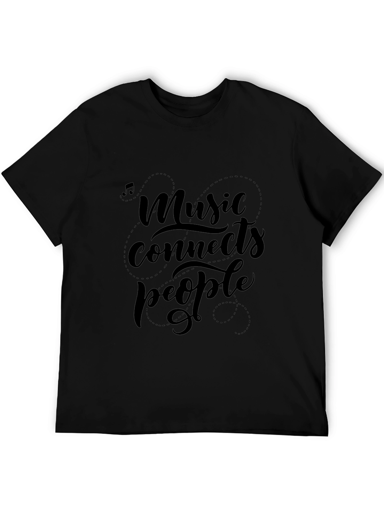 Music Connects People Black Graphic T-Shirt