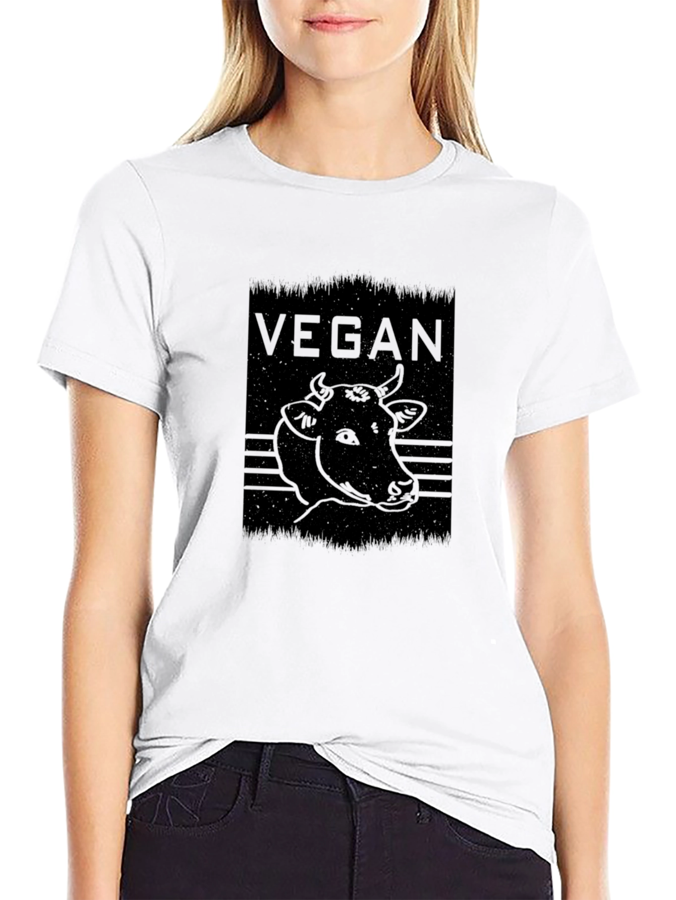 Vegan Cow Graphic Tee - Black