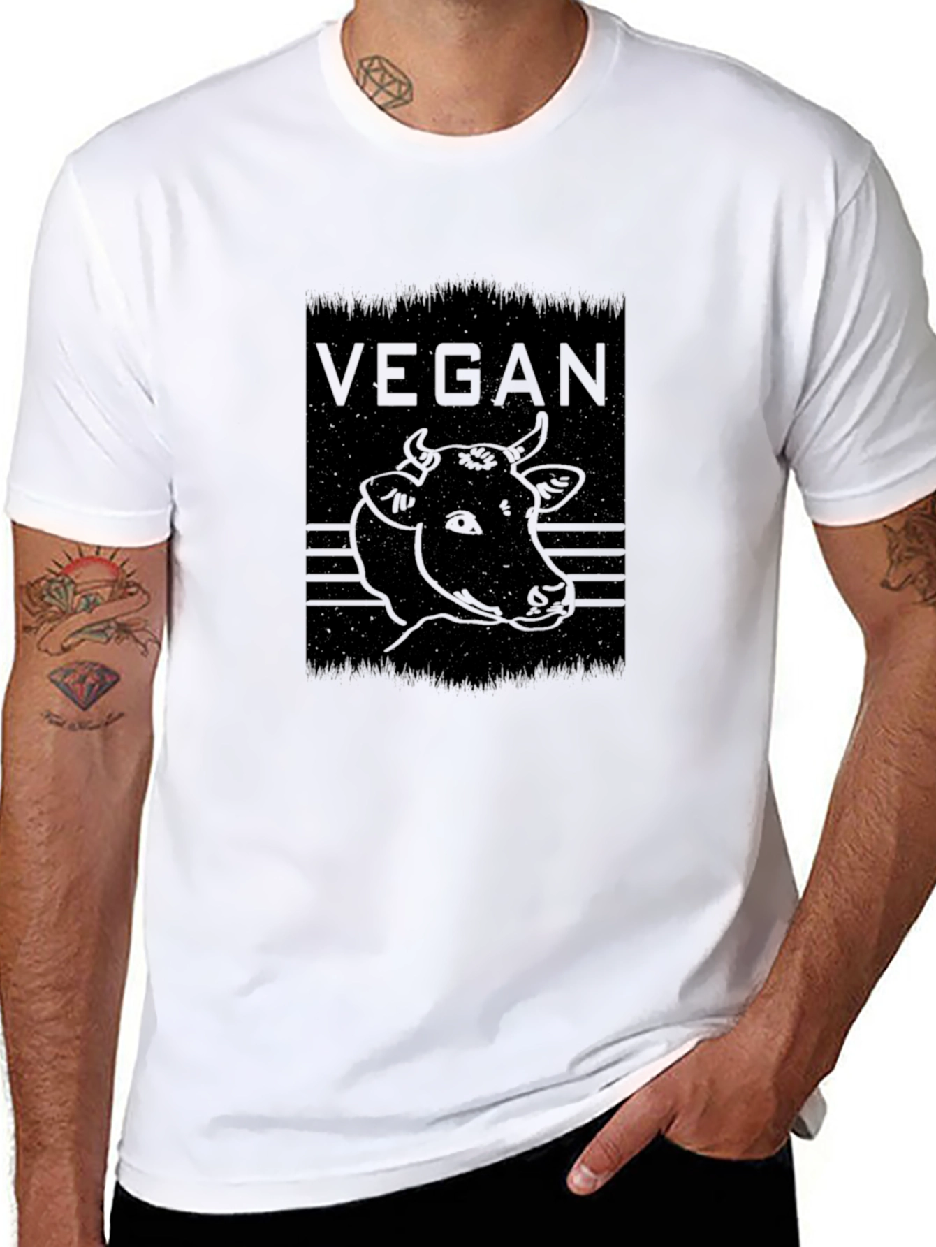 Vegan Cow Graphic Tee - Black